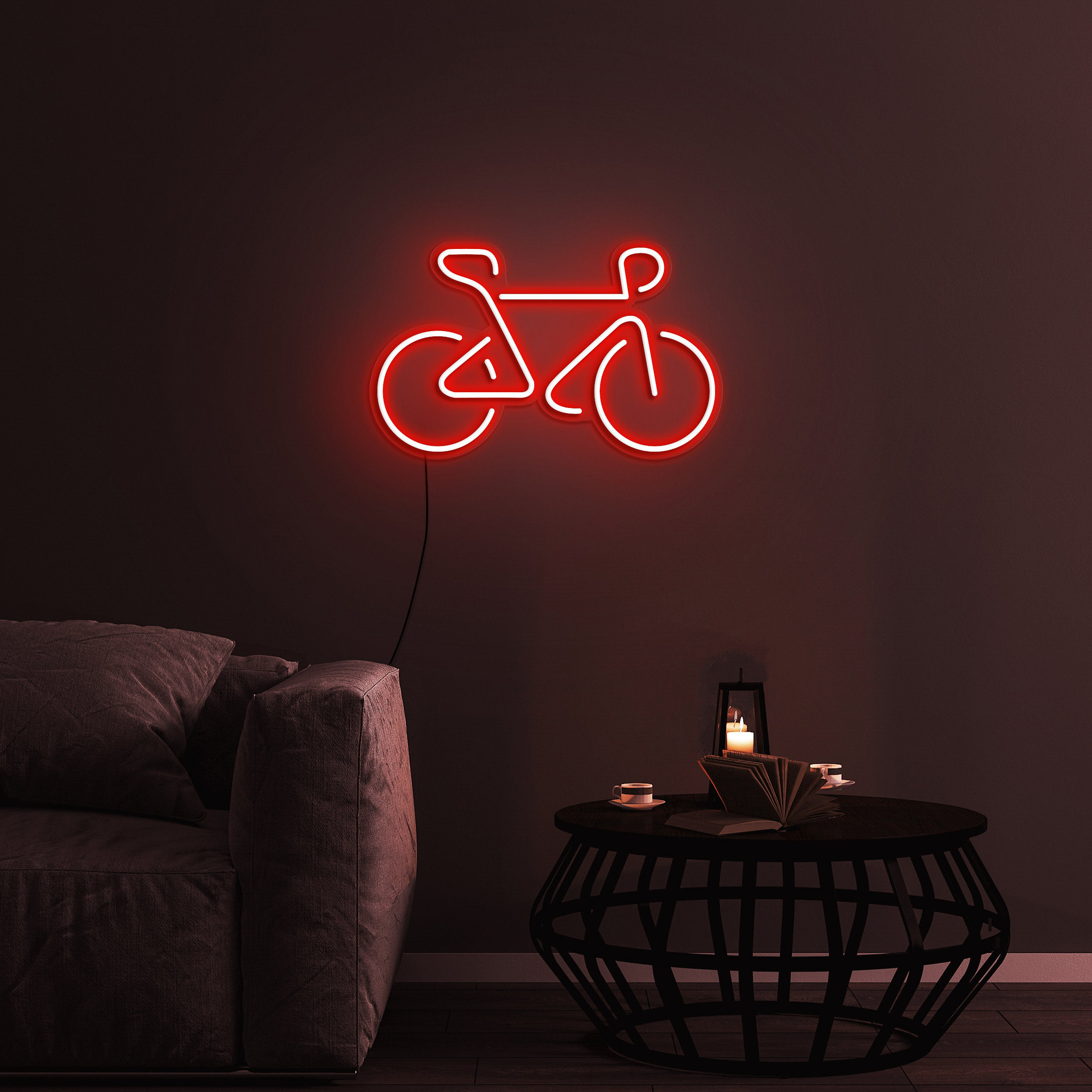 Bicycle Neon Sign, LED Wall Décor for Cyclists, USB Powered Bicycle Lights for Bedroom, Living Room, Led Bike Art, Cycling Gift, Bike Decor