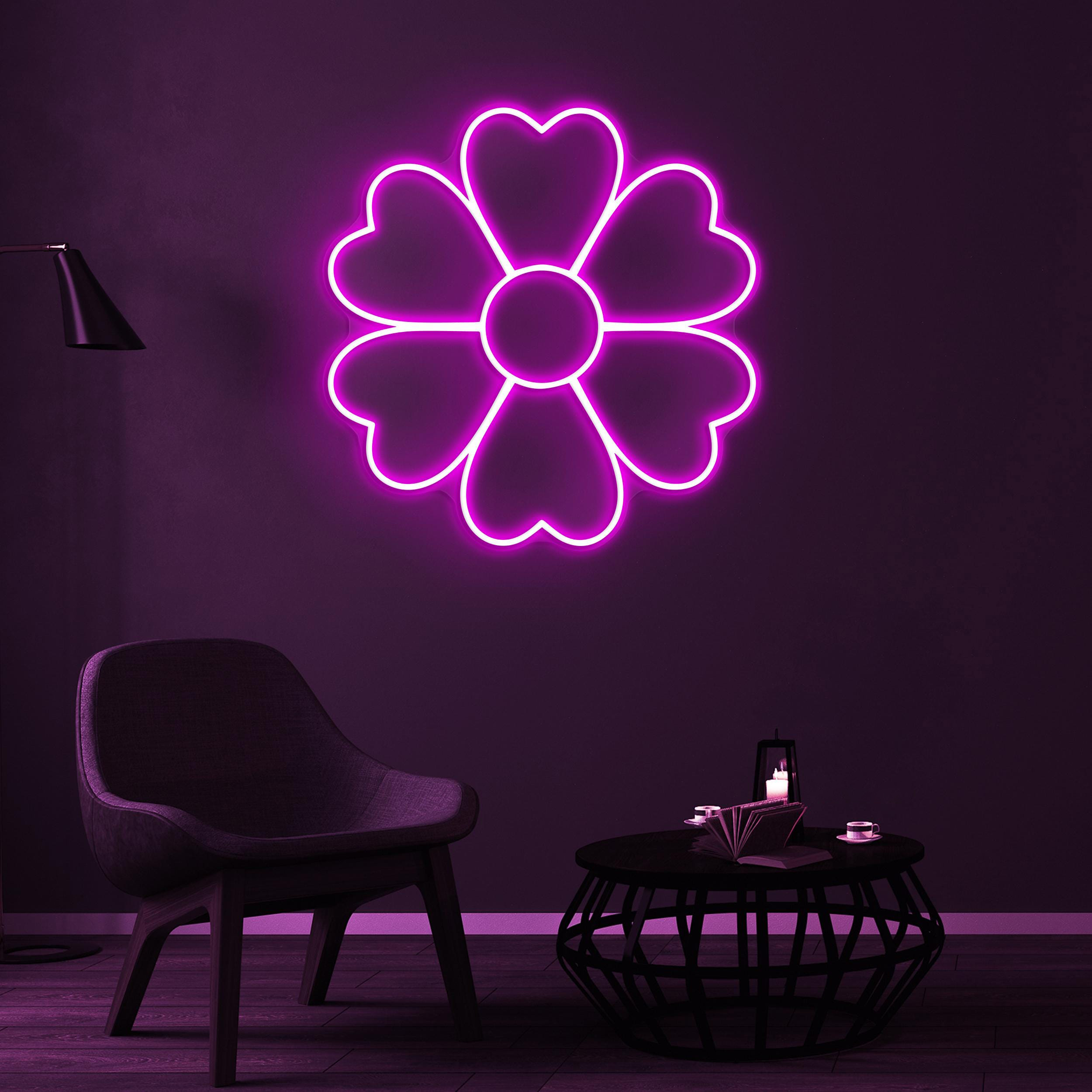 Flower Neon Sign, Heart Flower LED Light, Flower Wall Decor, Decor for Home, Party, Garden & Yard, Gift for Couple, Wedding Parties Wall Art