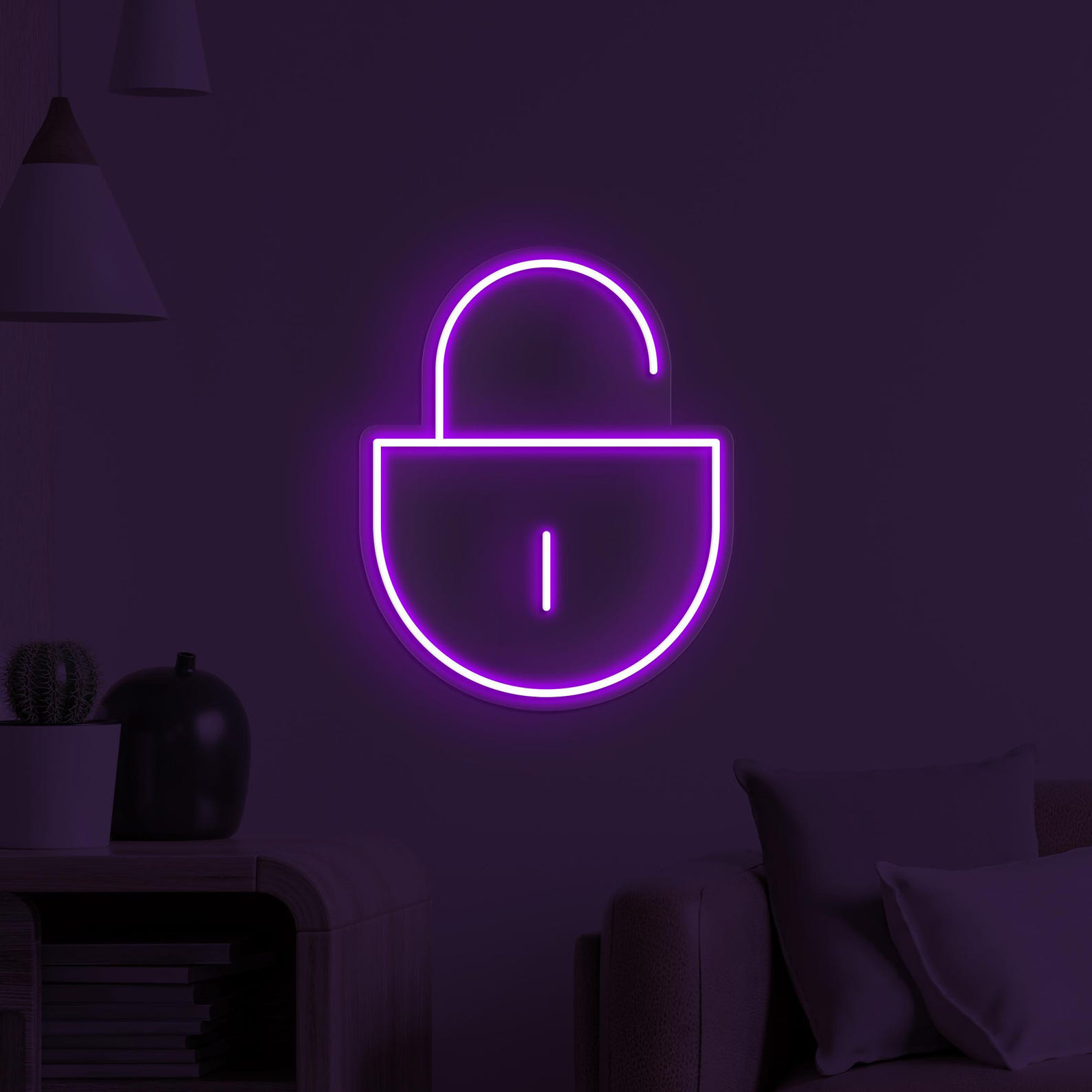 Lock Neon Sign, Unlocked LED Light, Lock Wall Art, Open Lock Wall Decor, Home Wall Decor, Security Neon Sign, Cafe and Bar Neon Light, Gift