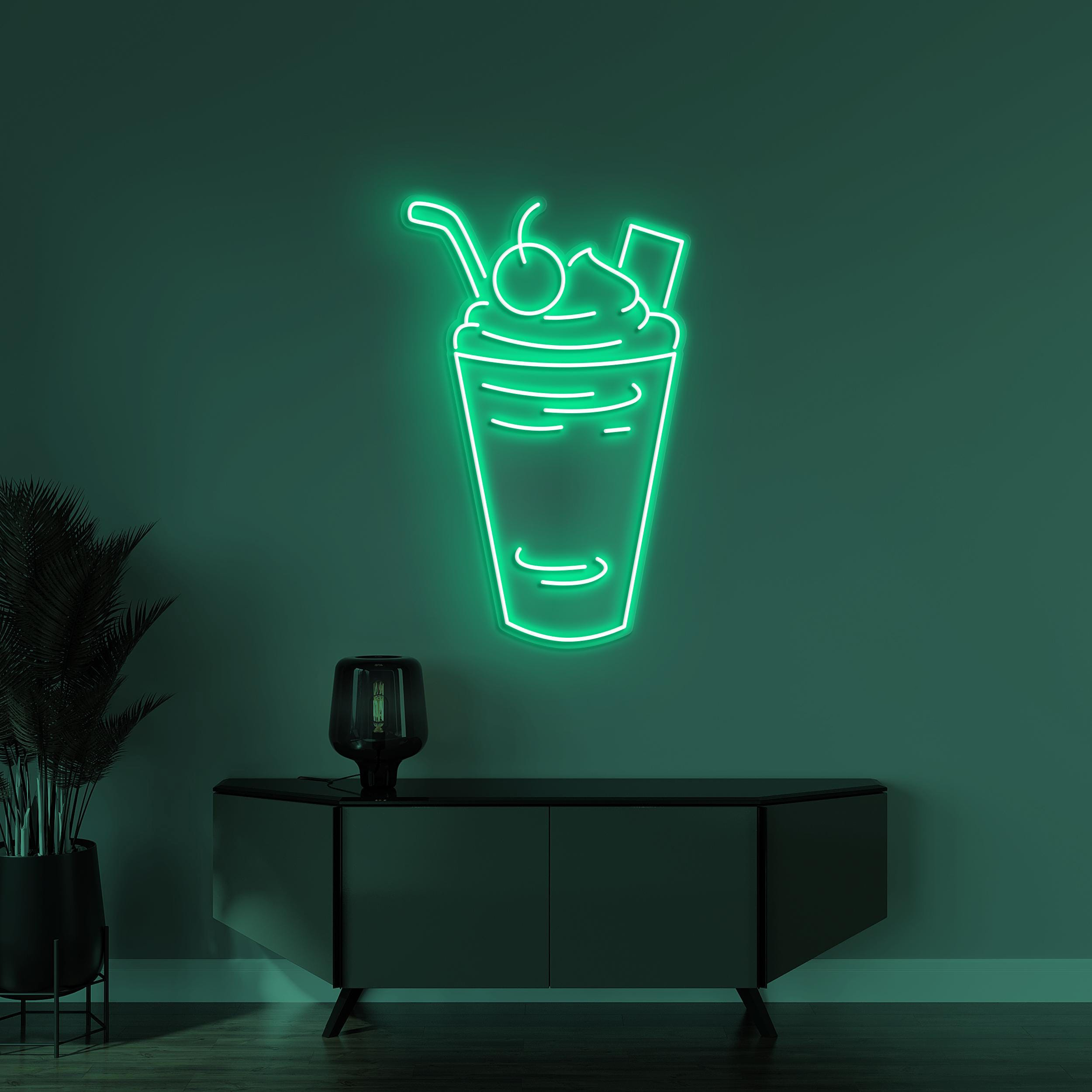 Milkshake Neon Sign, Milkshake LED Light, Sweet Trea Wall Art, Dessert Wall Decor, Decor for Milkshake & Juice Shop, Cafe, Bar, Drink Lover
