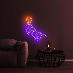 Hand with Bulb Neon Sign, Led Neon Art, Bulb Neon Light for Aesthetic Decor, Wall Art Sign, Hand Neon Art Sign, Home and Party Decor, Gift