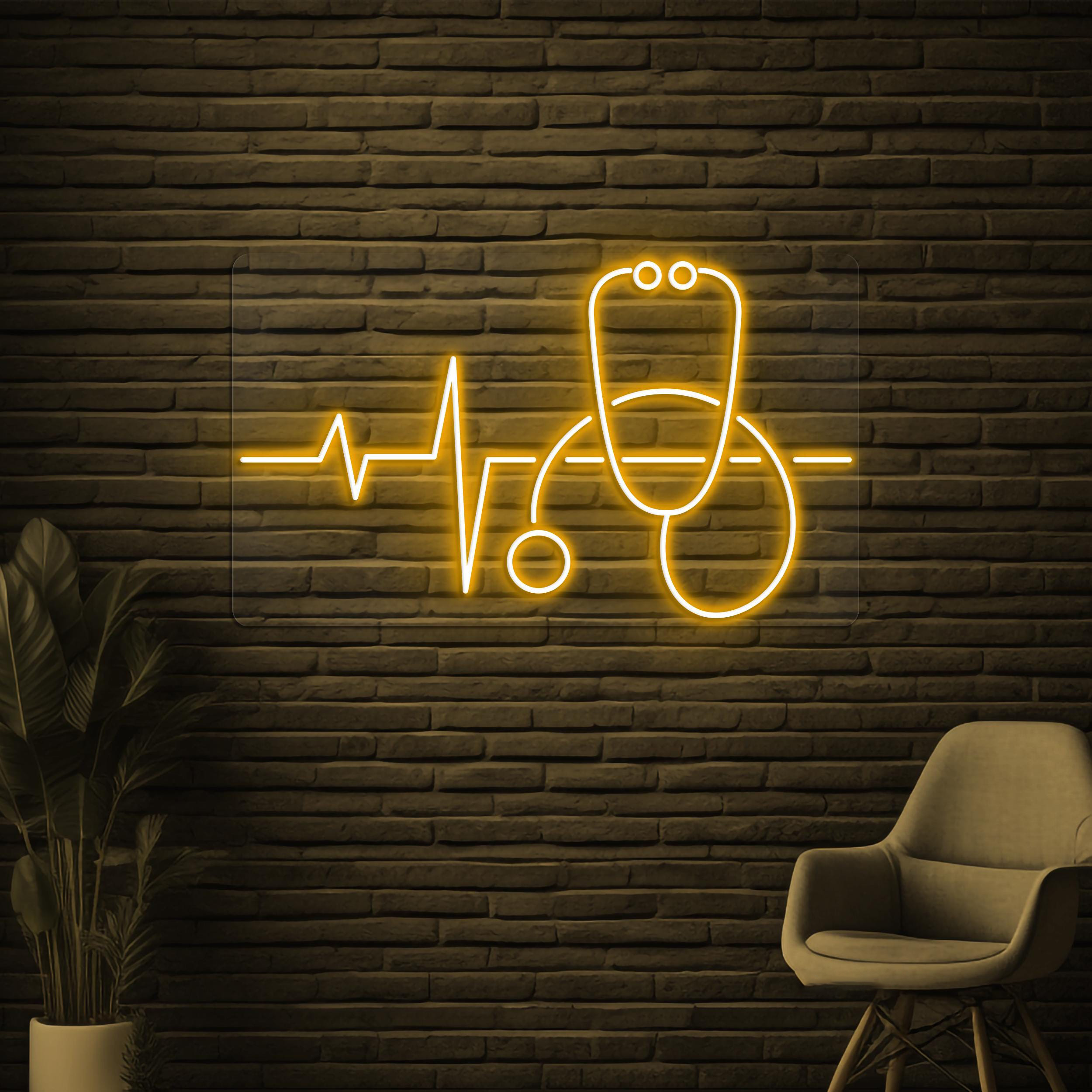 Stethoscope Neon Sign, Stethoscope Heartbeat LED Light, Hospital Wall Decor, Heartbeat Neon Art, Medical Room Wall Light, Doctor Office Sign