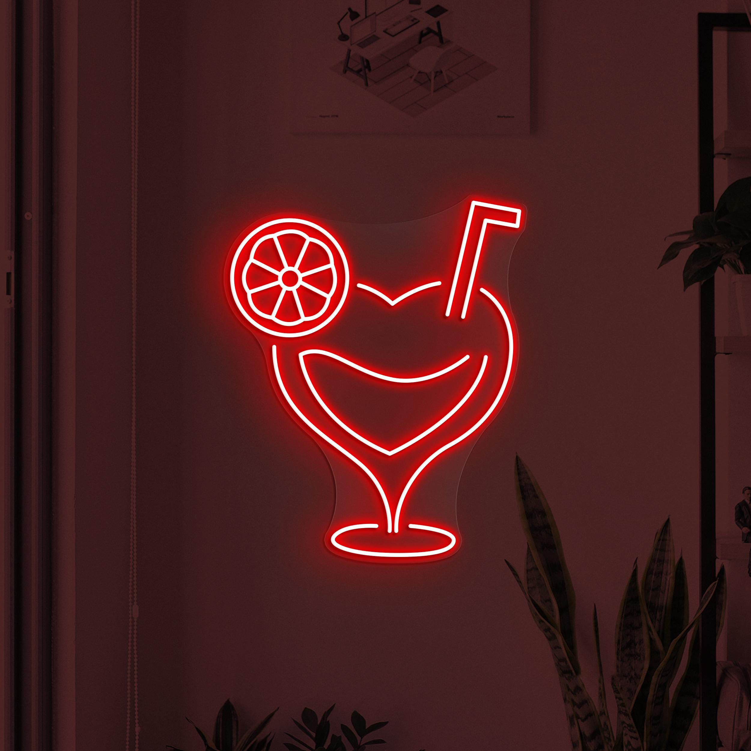 Cocktail Neon Sign, Cocktail Love LED Light, Cocktail Heart Wall Decor, Drink Corner Decor, Party Neon Light, Cafe Bar Sign, Drink Lime Art
