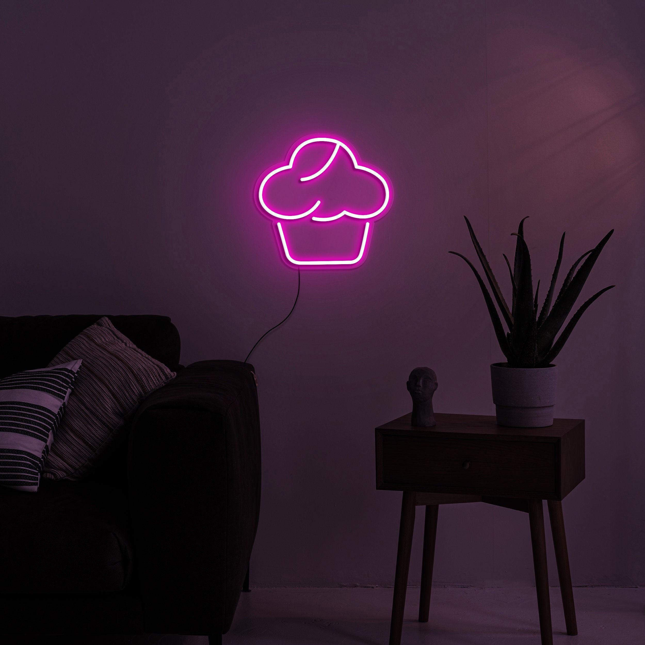 Cupcake Neon Sign LED Lights for Kids Room Decor, Bakery Party Decoration, USB Light Up Wall Sign, Led decor for Bakery, Shop, and Cafe