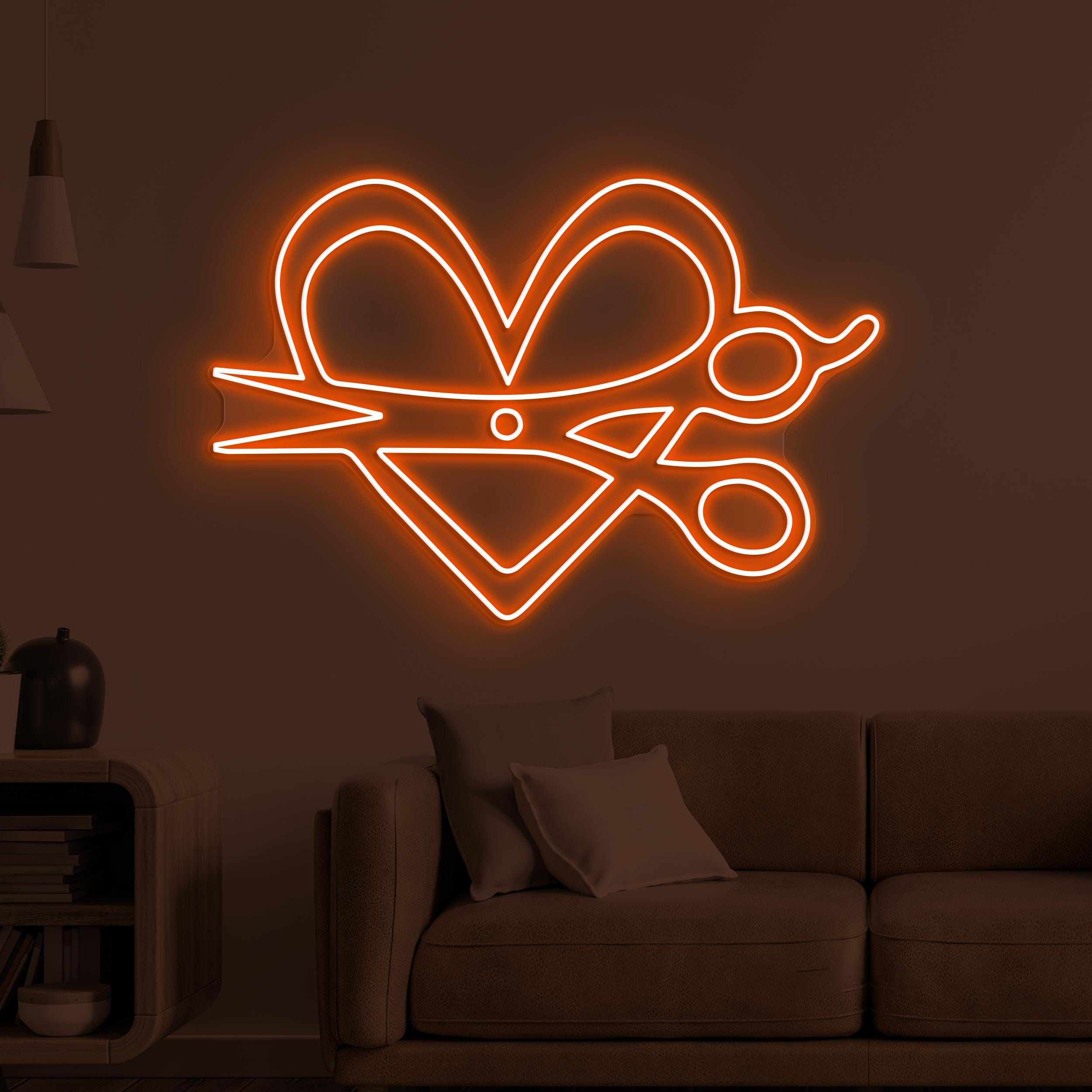 Heart Scissors Neon Sign, Heart Scissors LED Light, Love Cut Wall Art, Stylist Heart Wall Decor, Beauty Love Sign, Barber Shop Neon Light