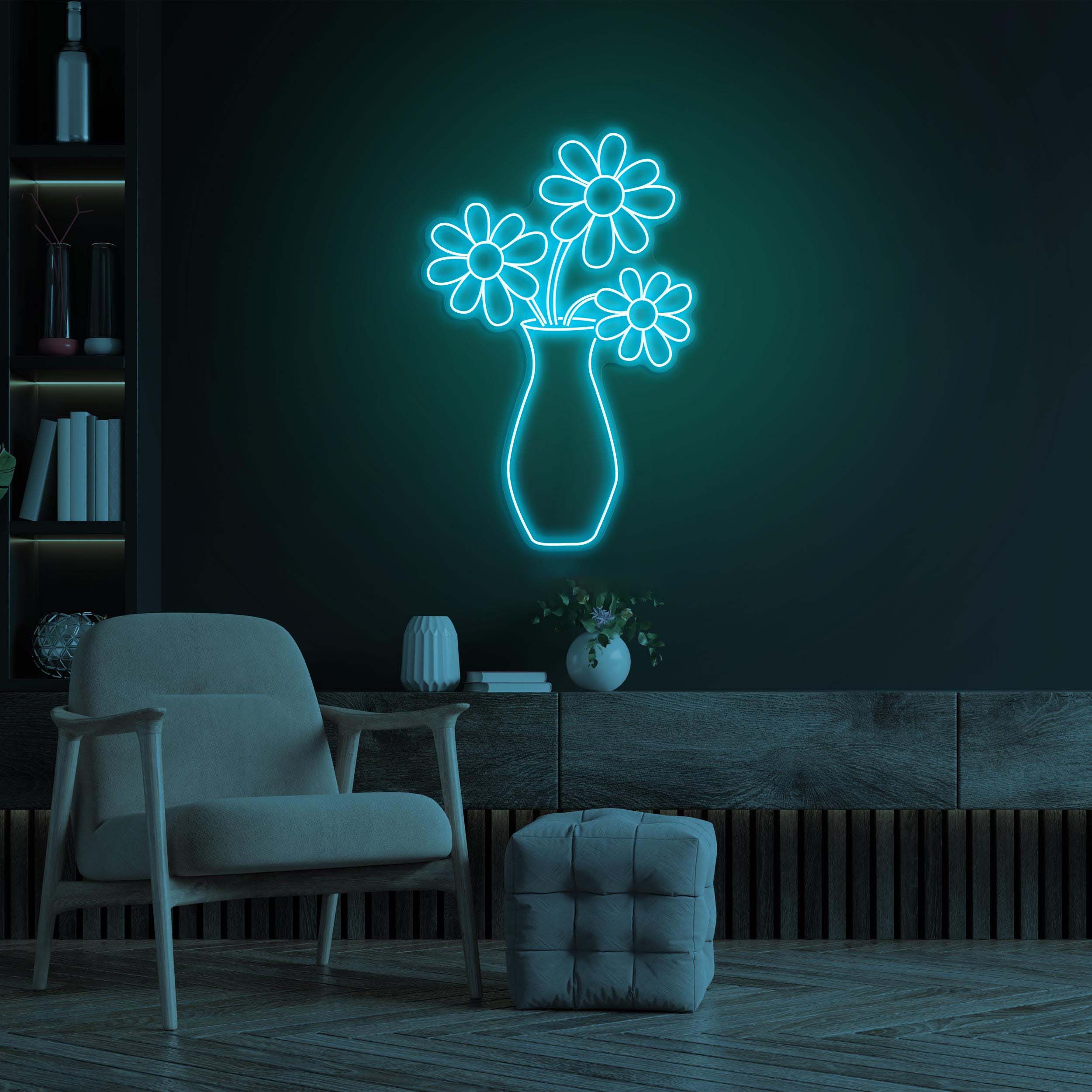 Flower Vase Neon Sign, Flower Bouquet LED Light, Flower Bouquet Neon Art, Decoration for Home, Party, Garden & Yard, Gift for Her and Him