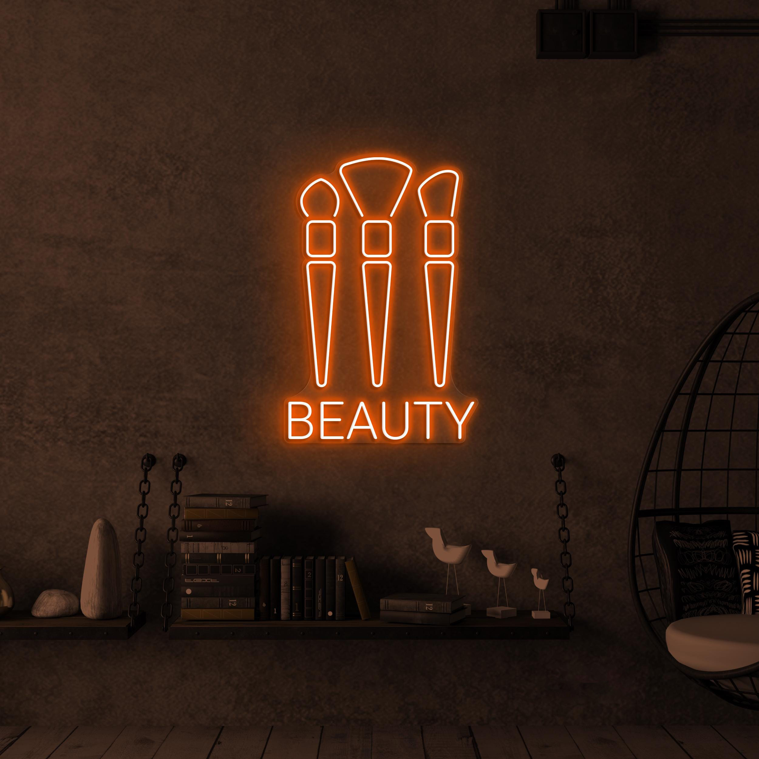 Beauty Neon Sign, Beauty LED Light, Makeup Brushes Wall Decor, Glam Wall Art, Personalized Neon Sign, Home Salon Sign, Girls Room Wall Decor