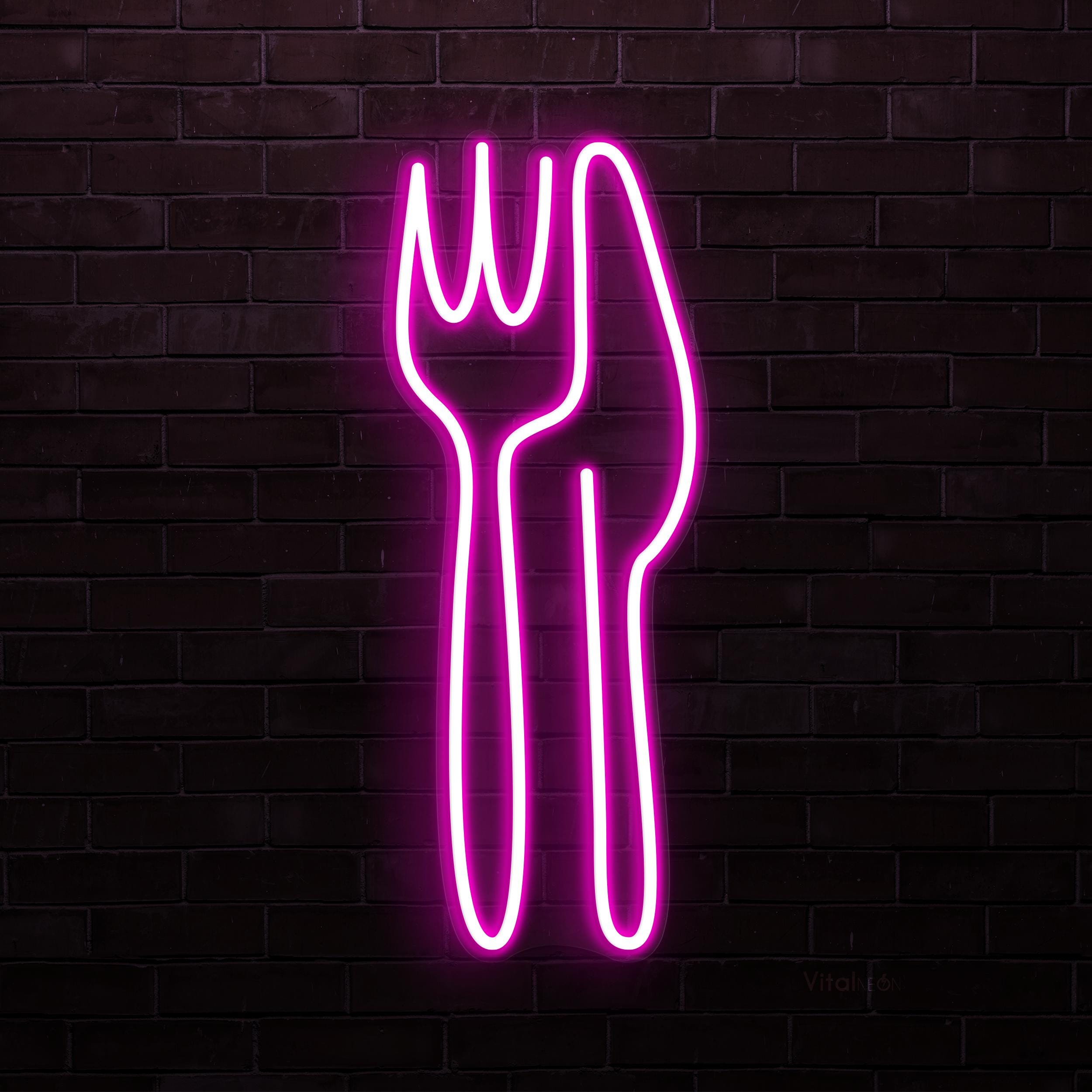 Fork & Knife Neon Sign, Fork and Knife LED Light, Restaurant Wall Art, Kitchen Wall Decor, Home Wall Light, Cafe, Bar Neon Light, Neon Art