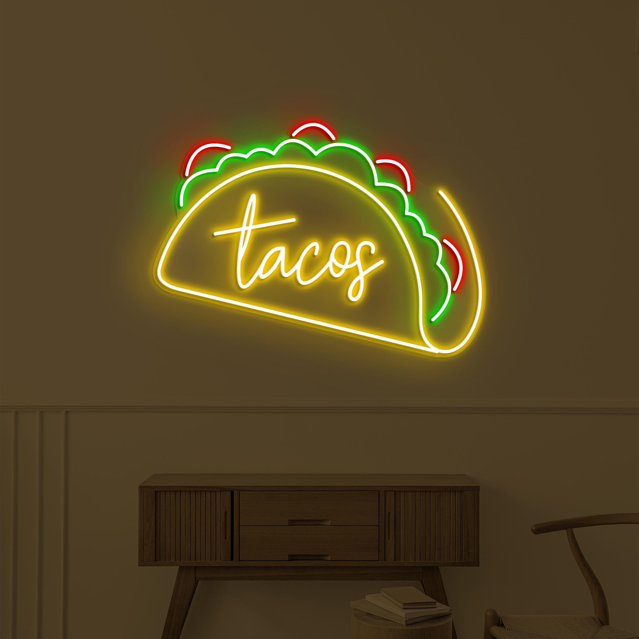 Tacos Neon Sign, Tacos LED Light, Mexican Food Wall Decor, Cafe Neon Wall Art, Restaurant Neon Sign, Custom Neon Sign, Kitchen Wall Decor