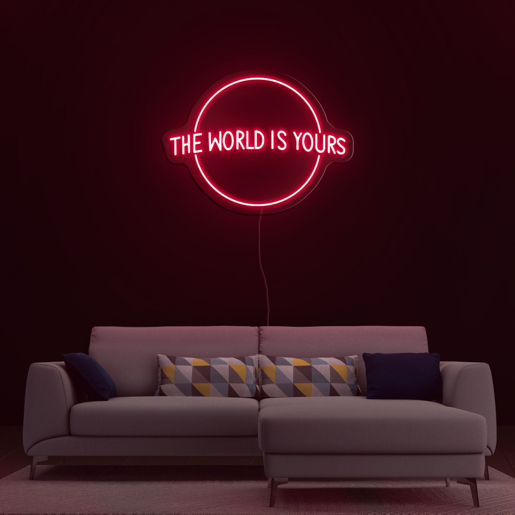The World Is Yours Neon Sign, Wedding Decor, LED Neon Wall Art, Gift for Home Decor, Room Decor, Man Cave, Cafe, Game Room, Graduation Party