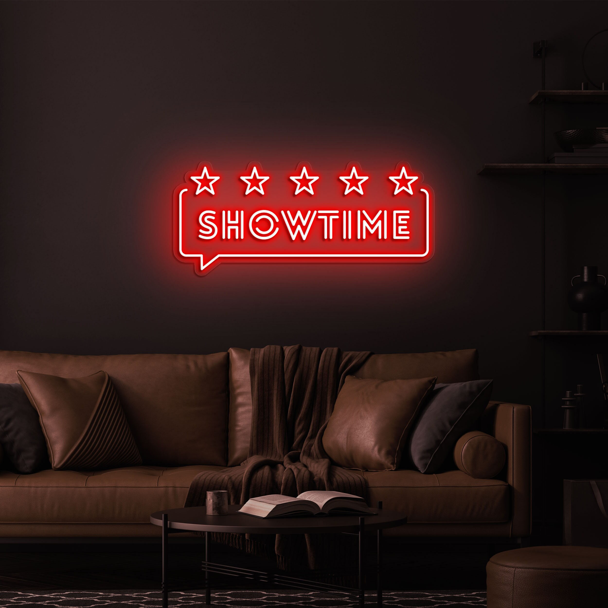 Showtime LED Neon Sign, Custom Neon Light, Lounge Decor Sign, Home Theaters, Studios, and Event Spaces,Eye-catching Wall Decor,LED Neon Sign