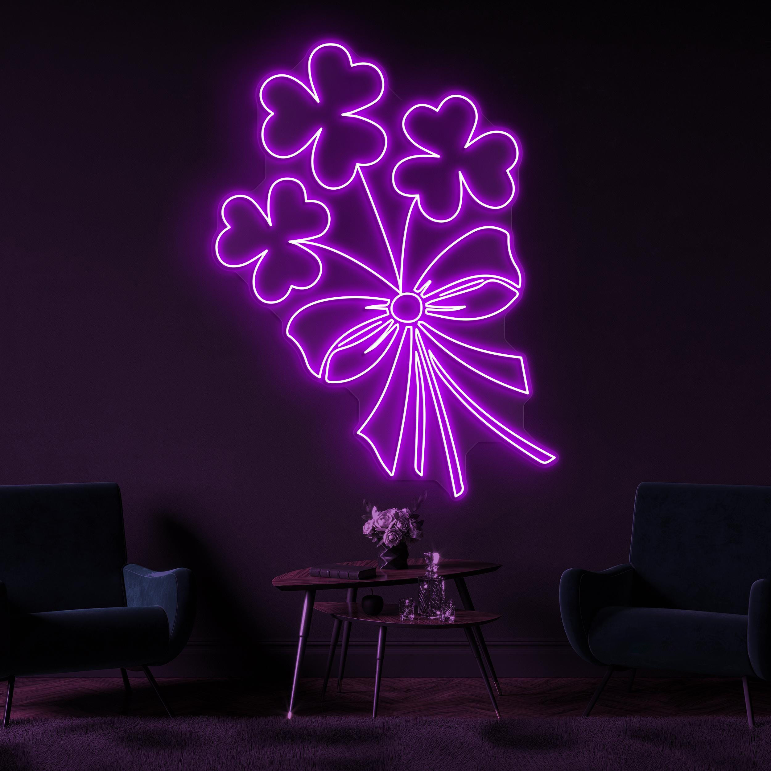 Shamrock Neon Sign, Shamrock LED Light, Clover Leaf Wall Art, Wedding Neon Light, Decor for Home, Party, Garden, Birthday, Gift For Couple