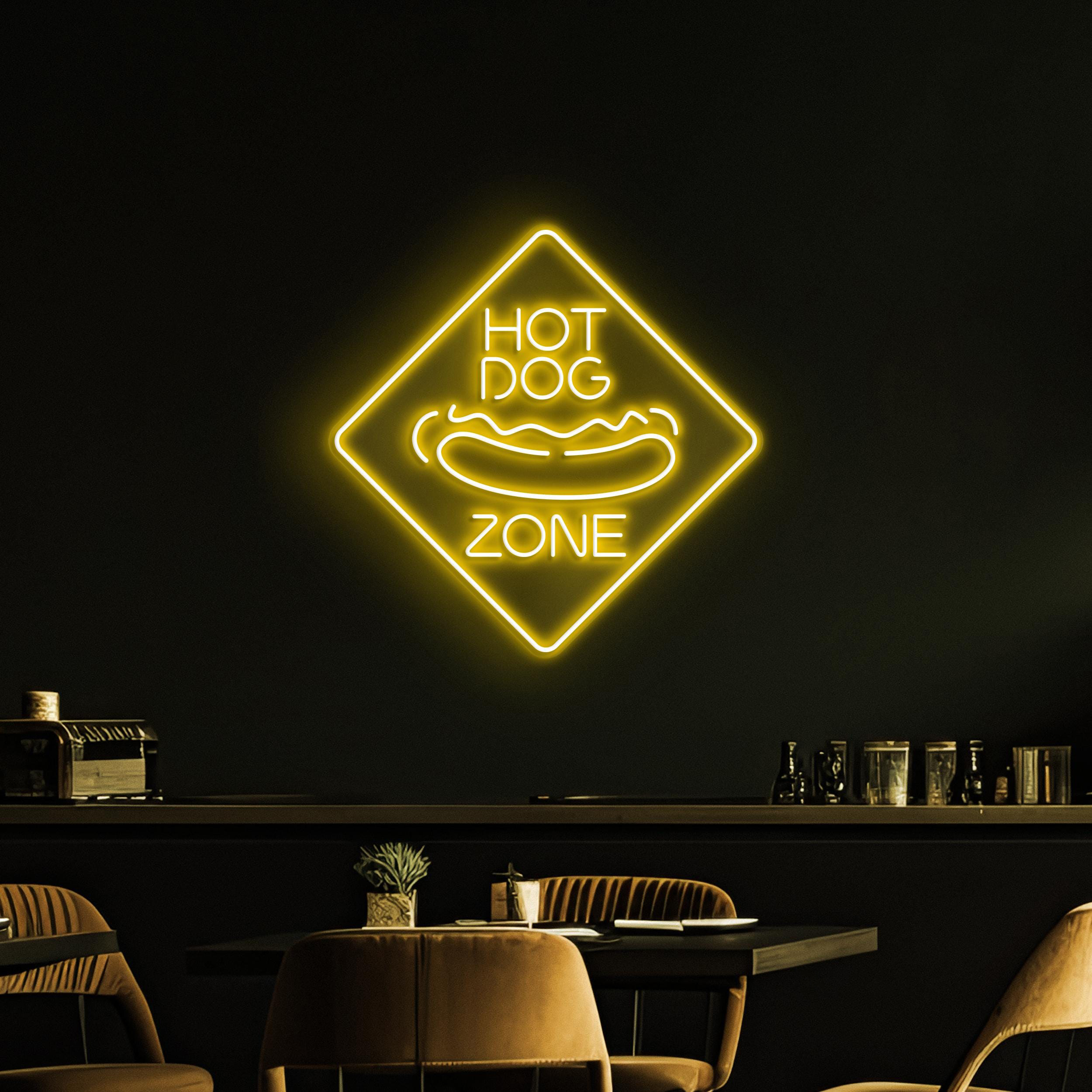 Hot Dog Zone Neon Sign, Hot Dog Zone LED Light, Fast Food Area Wall Decor, Party Neon Sign, Gift For Hot Dog Lovers, Restaurant Neon Light