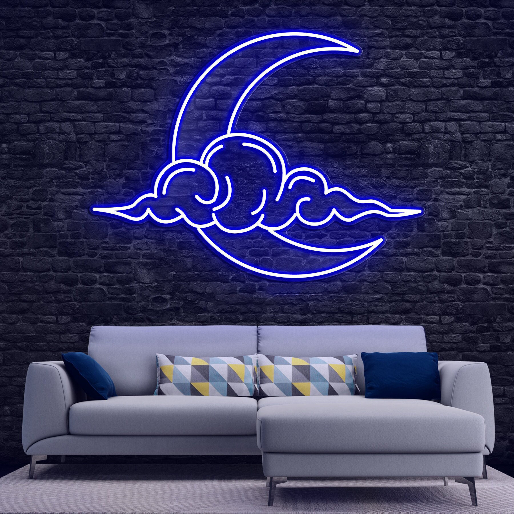 Cloud Moon LED Neon Light, Moon Night Light, Moon Cloud Neon Sign for Bedroom, Nursery, Wedding and home decor, Moon Night Sky Neon Light