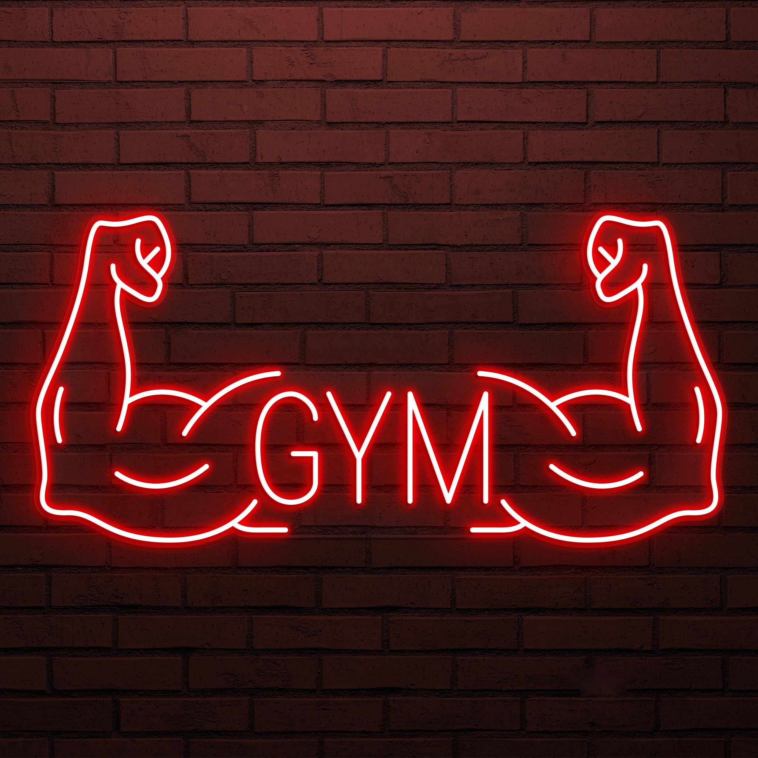 Gym Neon Sign, Gym LED Light, Dual Muscle Wall Decor, Fitness Room Wall Art, Bodybuilder Neon Light, Muscle Arms Wall Light, Exercise Decor