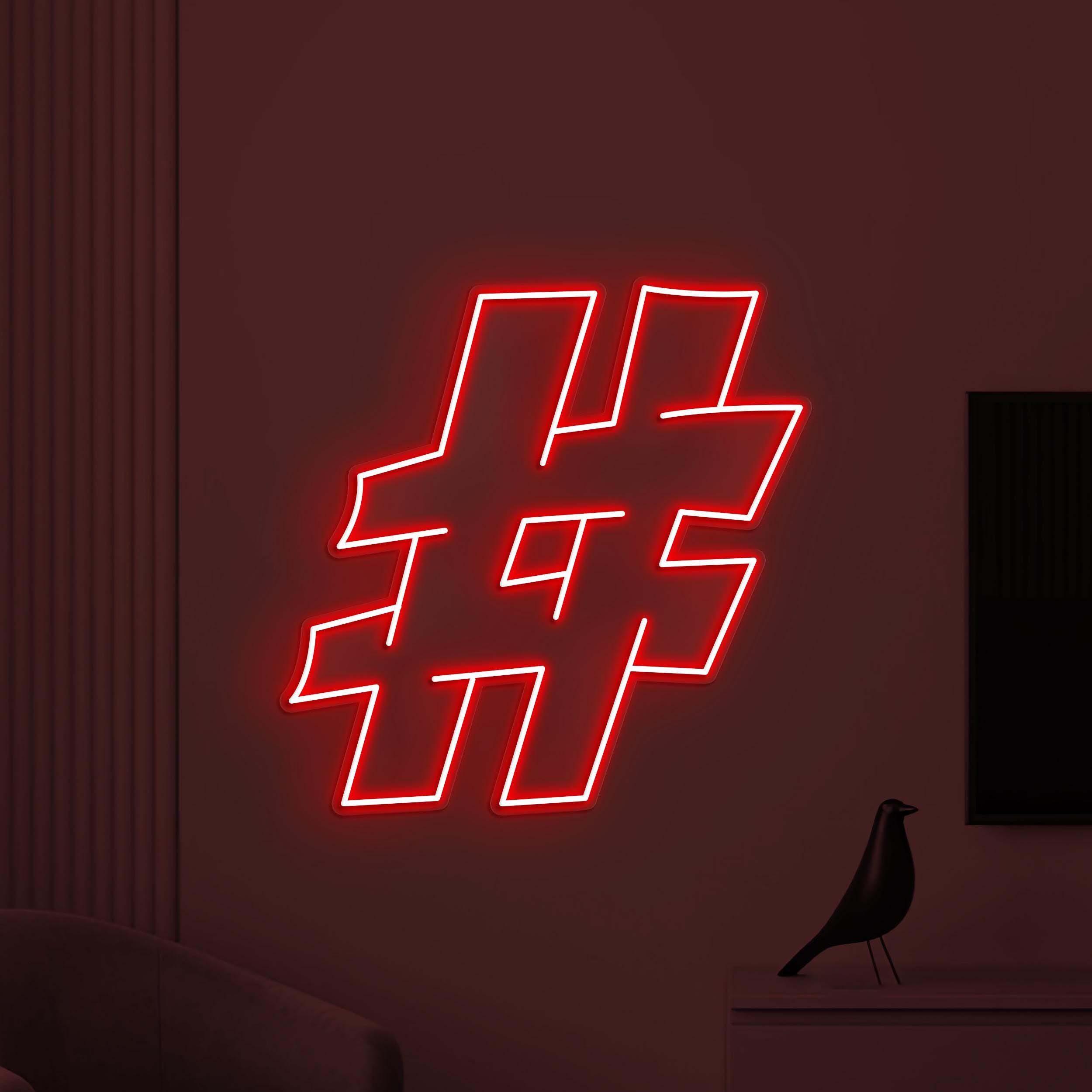 Hashtag Neon Sign, Hashtag LED Light, Social Media Wall Decor, Socialite Neon Art, Personalized Sign, Office Neon Light, Trending Now Sign