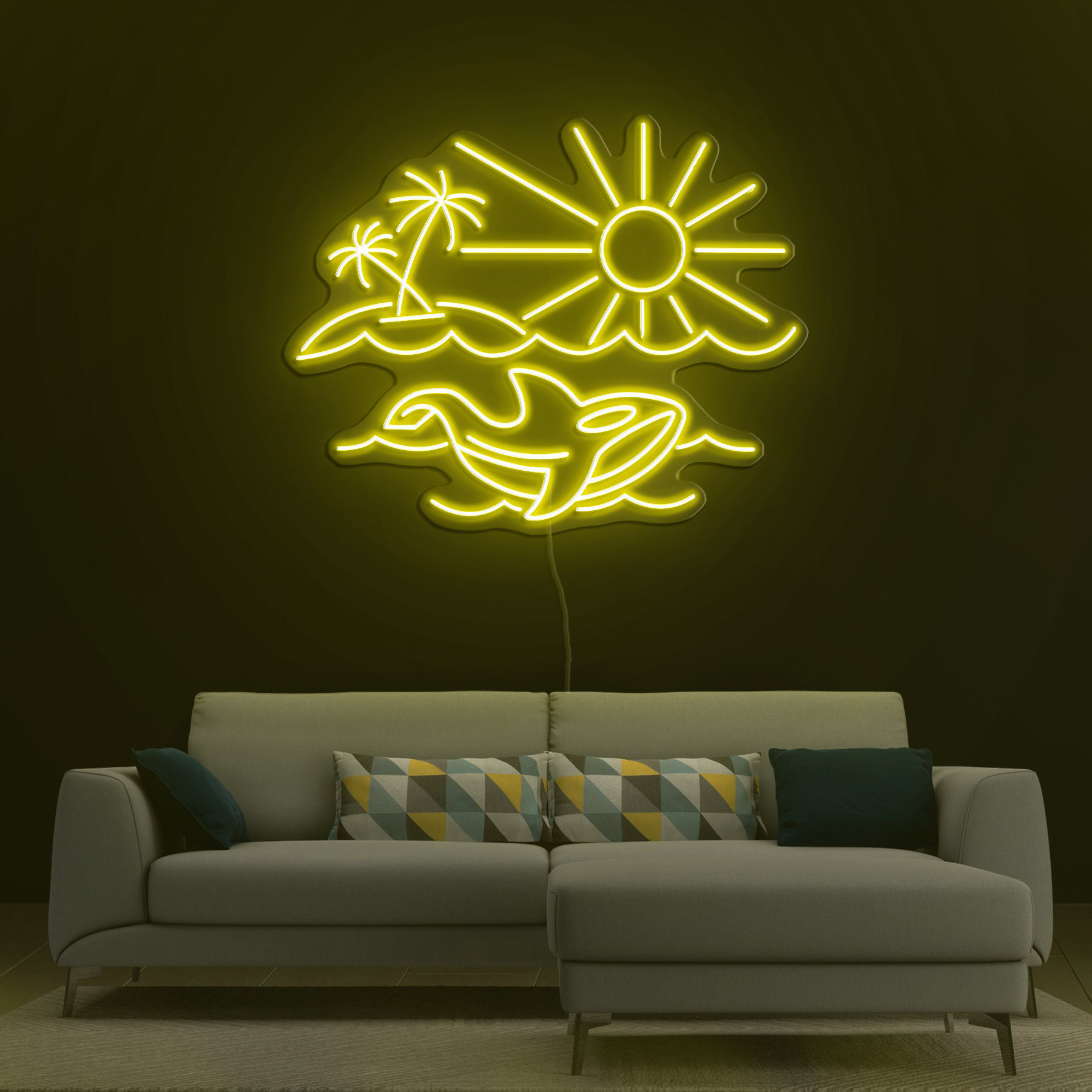 Tropical Beach Neon Sign, Palm Tree, Sunset, Whale LED Light, Summer Vibes Decor, Beach Neon Art, Vacation and Beach Parties Decor,  Gift