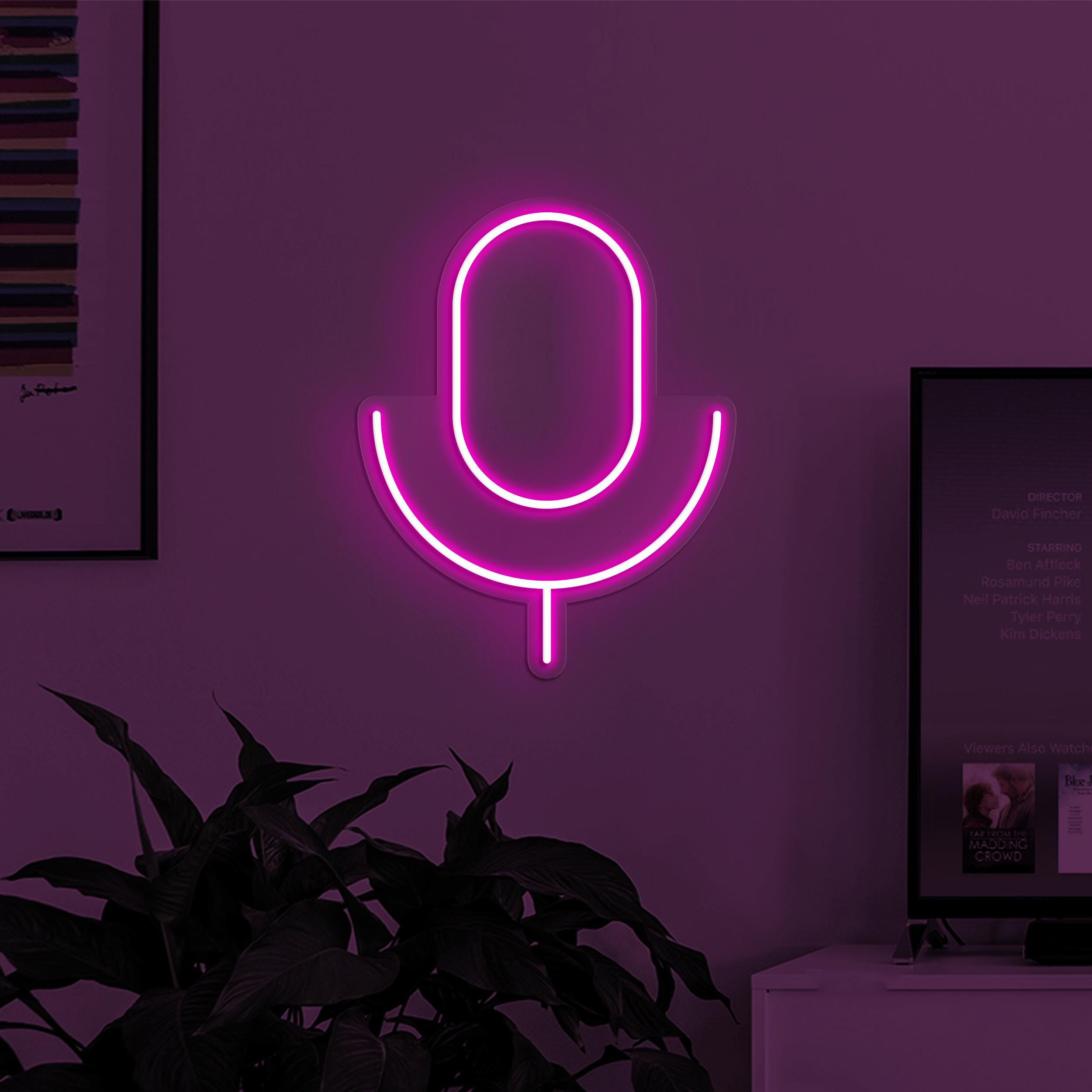 Microphone Neon Sign, Microphone LED Light, Podcast Wall Art, Music Room Wall Decor, Podcast LED Light, Neon Signs for Recording Studios