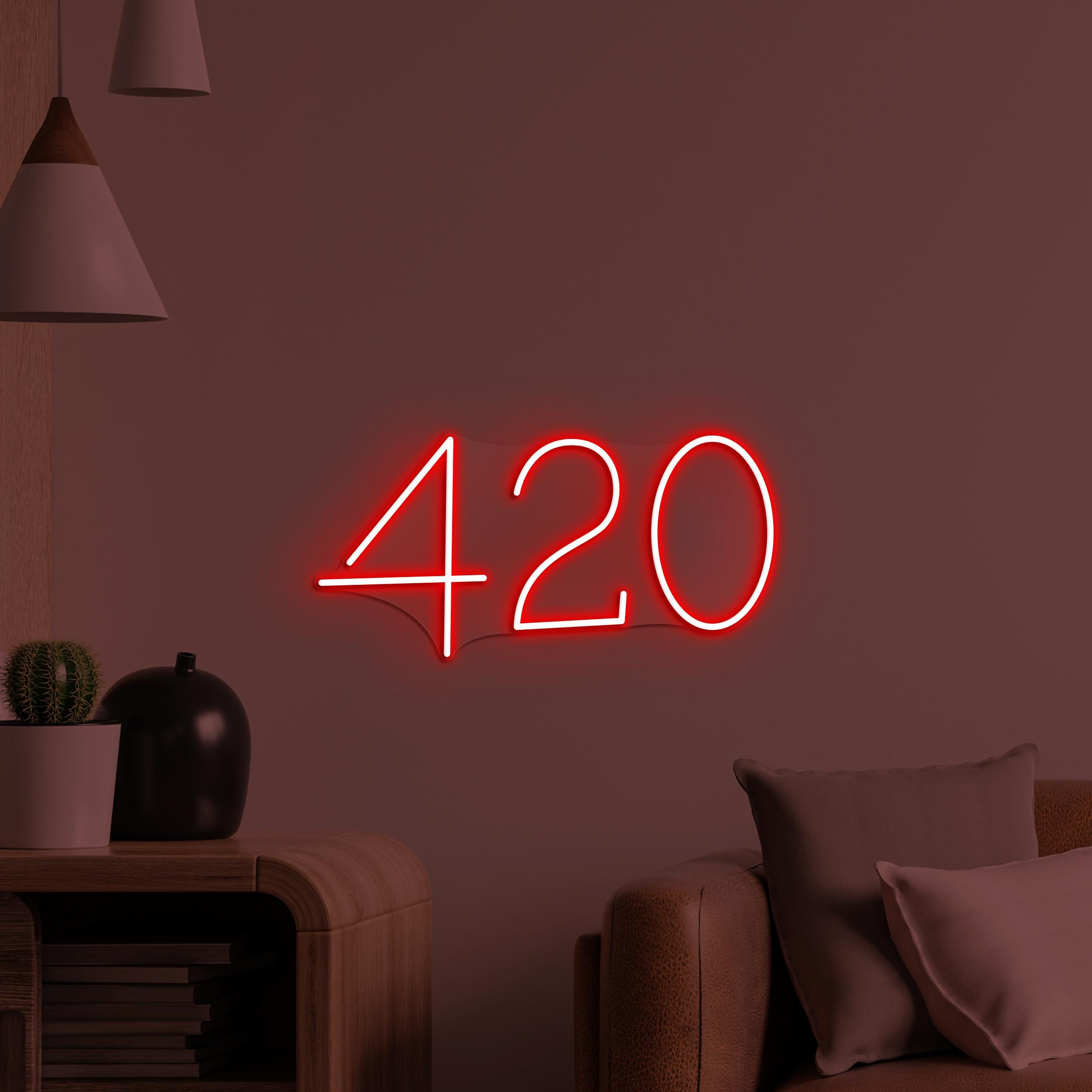 420 Neon Sign, 420 LED Light, Marijuana Wall Art, Smoke Shop Wall Decor, Dorm Room Neon Light, Cafe & Bar Restaurant Decor, Weed 420 Light