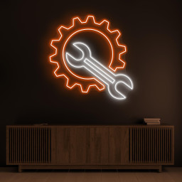 Gear & Wrench Neon Sign, Gear and Wrench LED Light, Mechanic Wall Decor, DIY Wall Art, Garage Neon Light, Work Shop Art, Mechanic Tools Sign