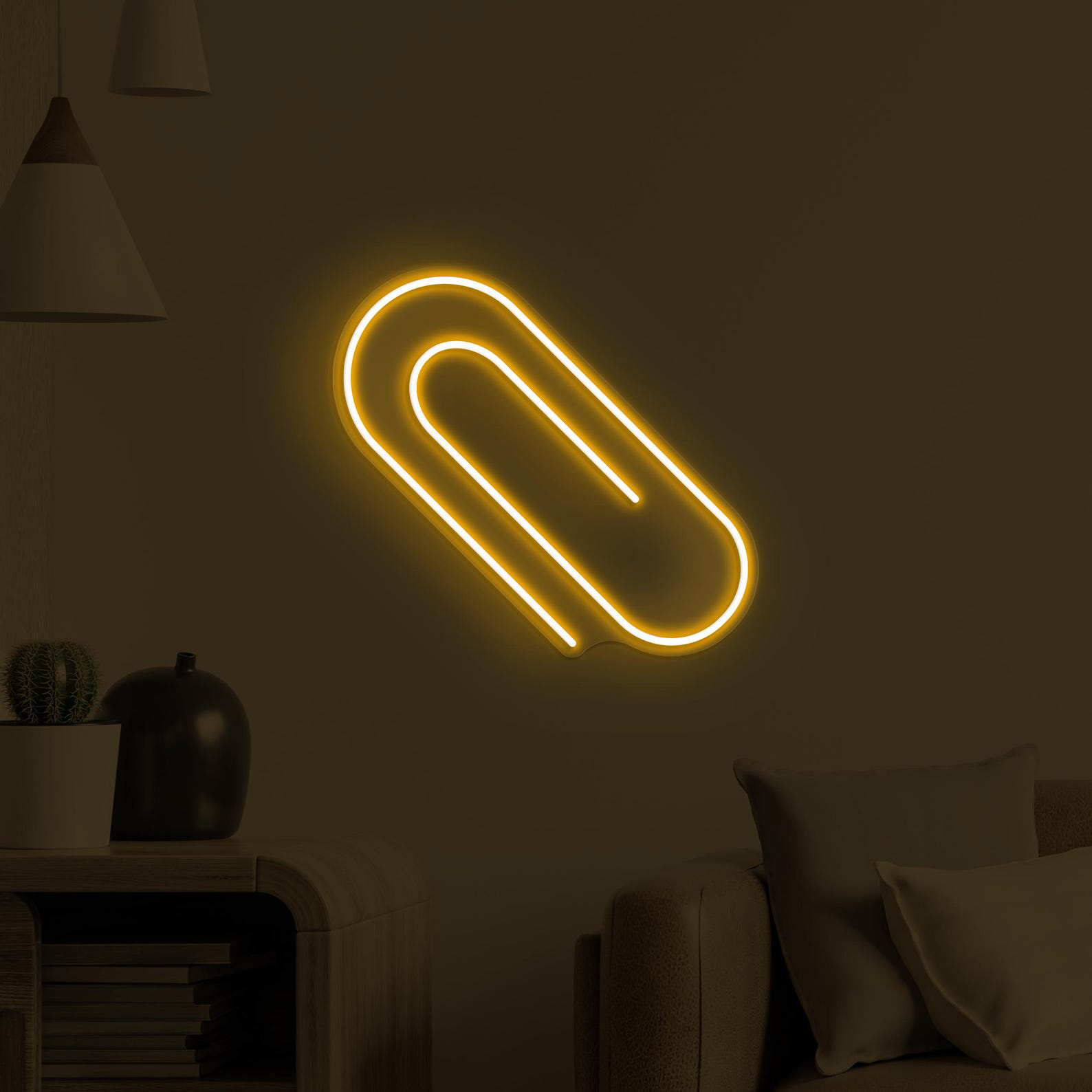 Paper Clip Neon Sign, Paper Clip LED Light, Office Wall Art, Cafe, Bar, Restaurant Decor, Neon Sign, Custom Neon Sign, Books Shop Neon Light