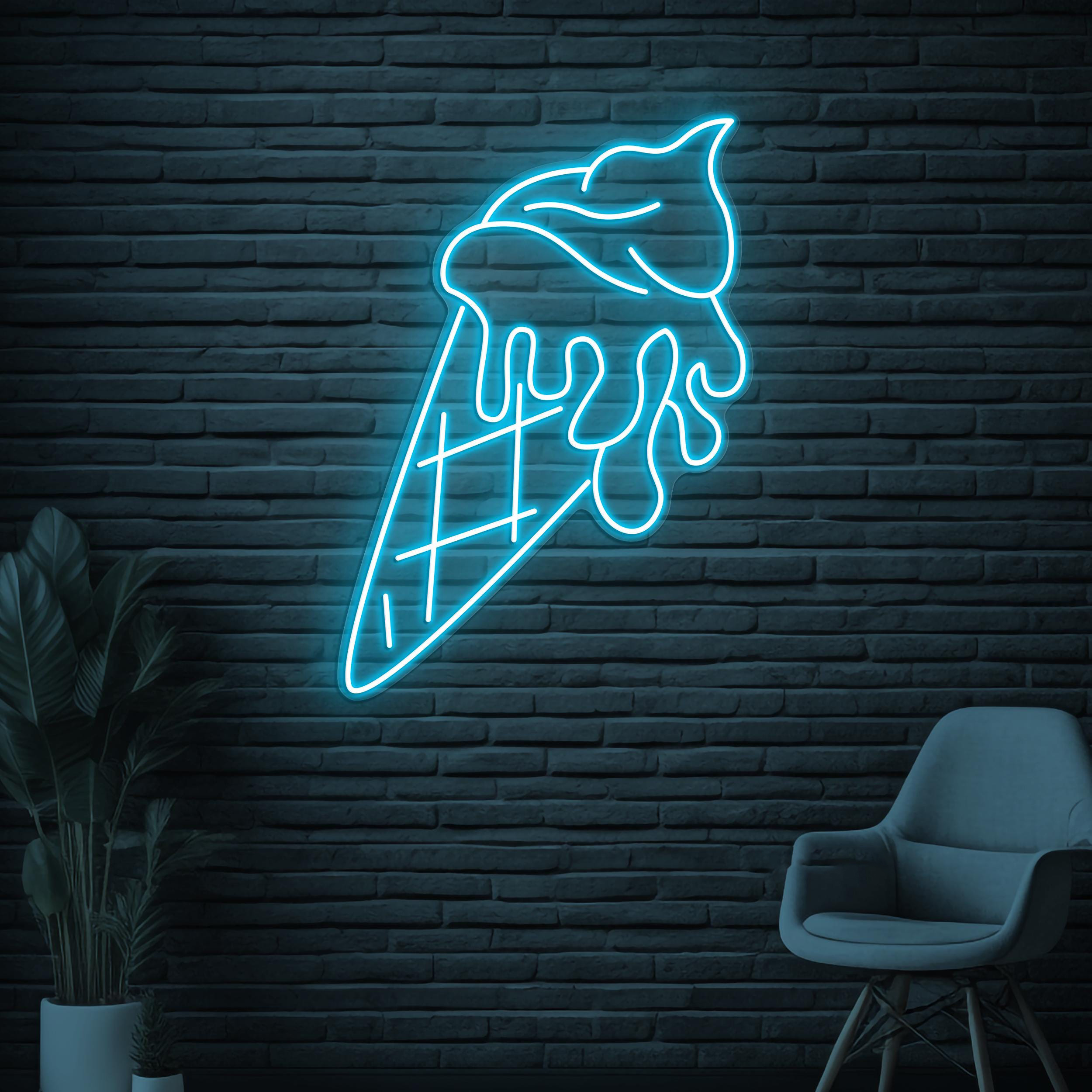 Cone Ice Cream Neon Sign, Cone Ice Cream LED Light, Ice Cream Shop Wall Decor, Decor for Cafe, Bar, Dessert Spot, Ice Cream Display Sign