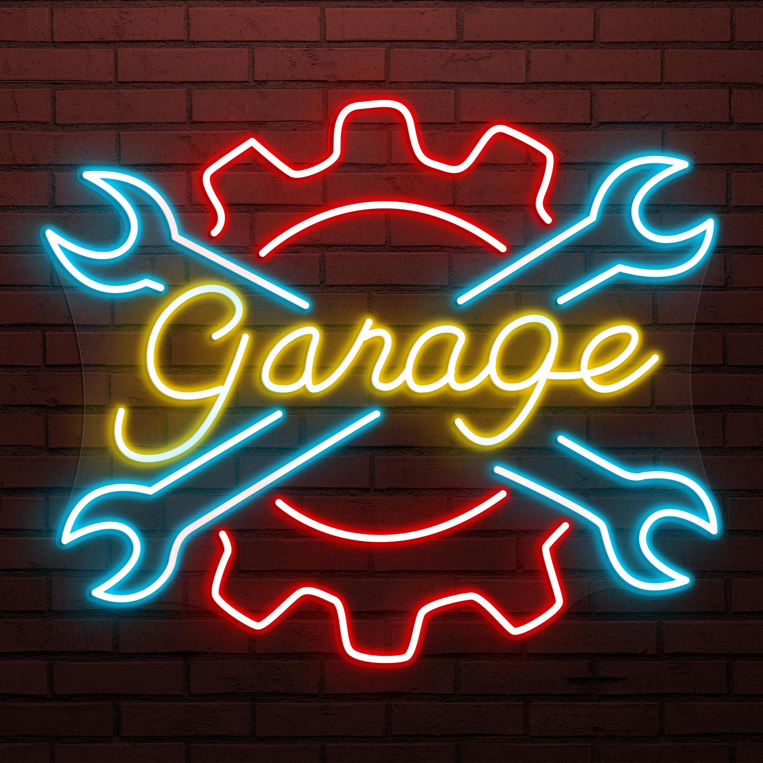 Garage Neon Sign, Garage LED Light, Mechanic Tools Wall Art, Auto Shop Wall Decor, Wrench Neon Art, Workshop Neon Light, Man Cave Decor