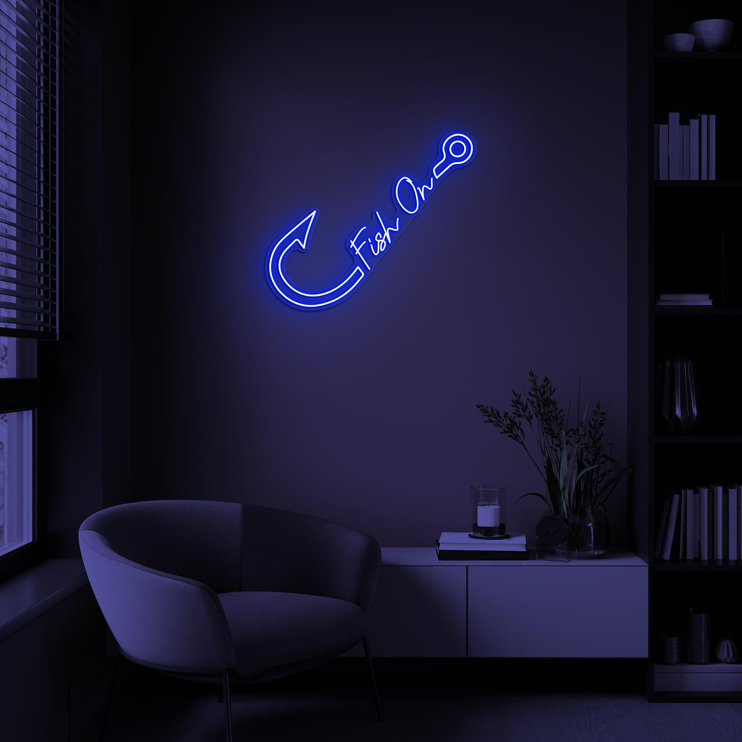 Fish on Hook Neon Sign, Fish on Hook Led Light, Fish on Hook Decor, Fish Lover Gift, Fish Shop Wall Art, Kids Room Decor, Gift for Fisherman
