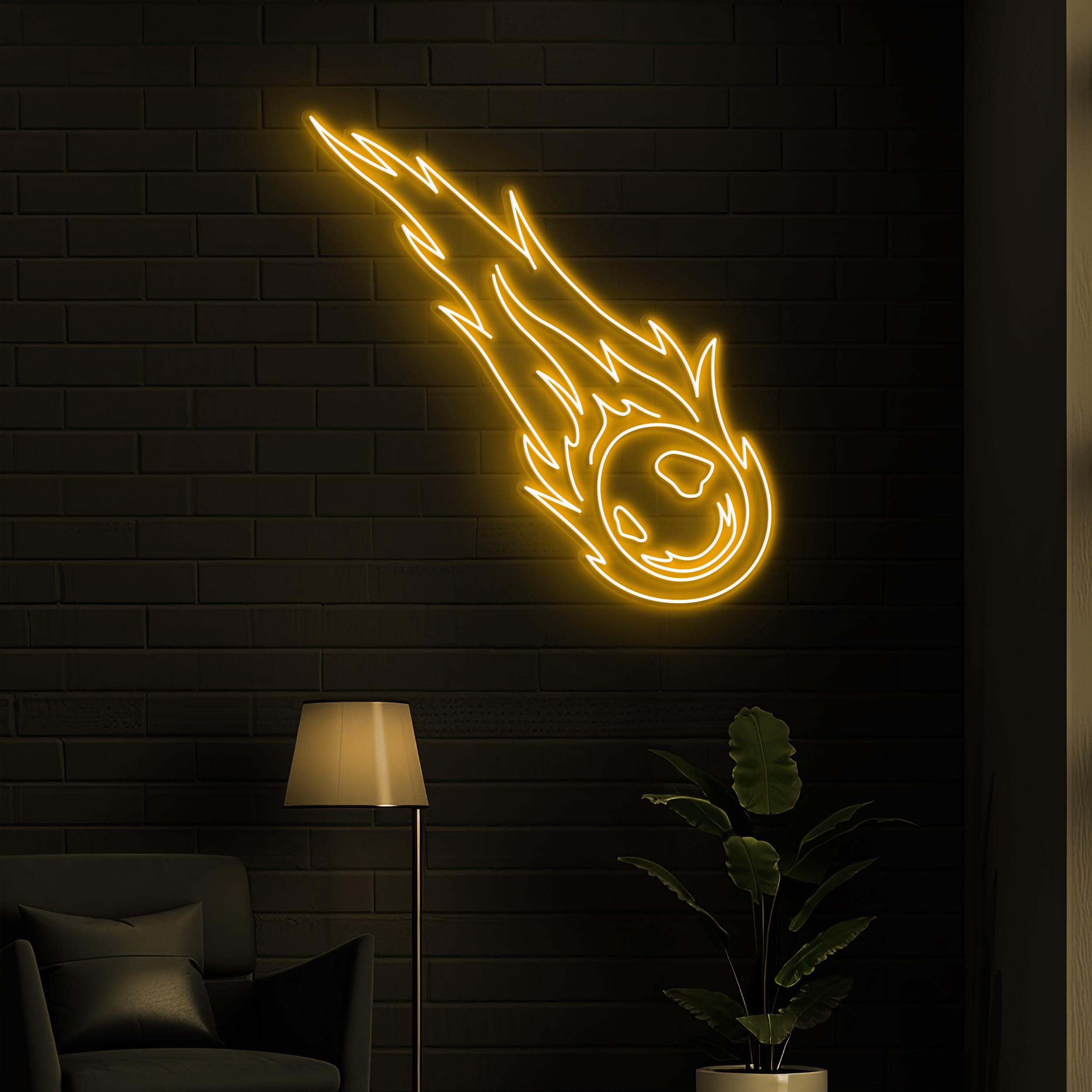 Meteorite Neon Sign, Meteorite LED Light, Shooting Star Wall Decor, Custom Neon Sign, Flaming Meteorite Wall Art, Space Room Wall Art Decor