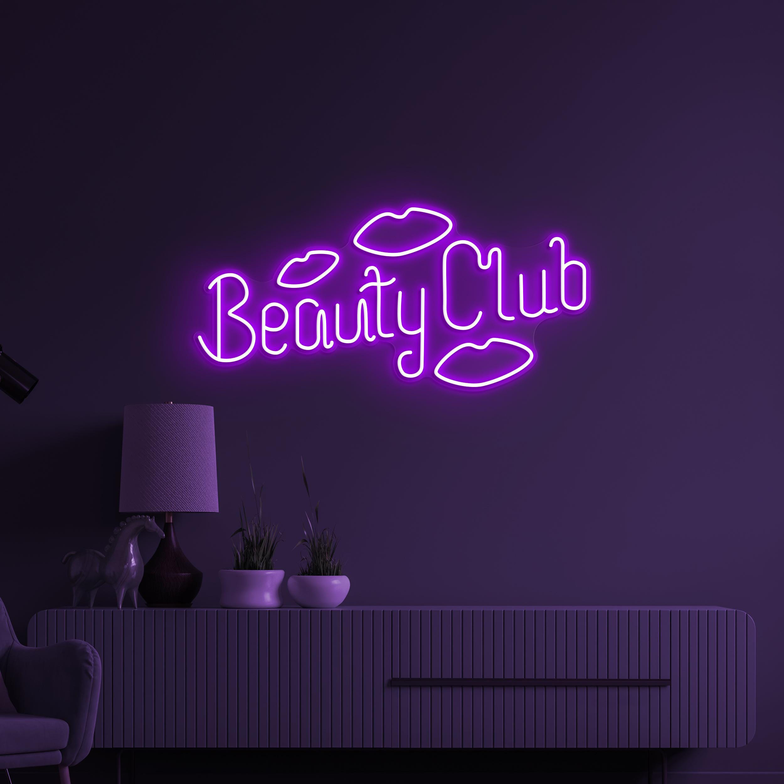 Beauty Club Neon Sign, Beauty Club LED Light, Beauty Salon Wall Decor, Romantic Wall Art, Girls Room Neon Sign, Personalized Gift for Girls