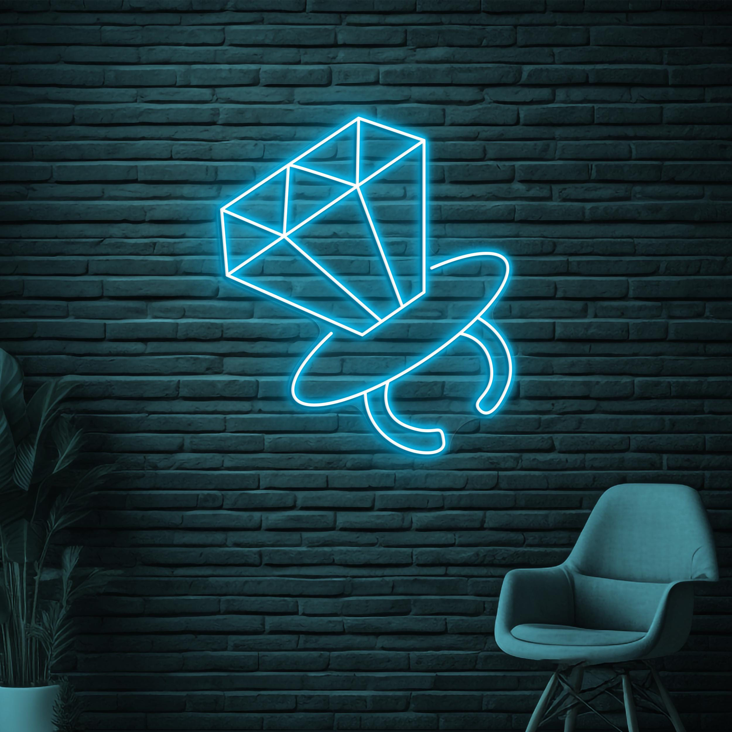 Diamond Ring Neon Sign, Diamond Ring LED Light, Engagement Ring Wall Decor, Romantic Wall Art, Decor for Engagement Party, Gift For Couple