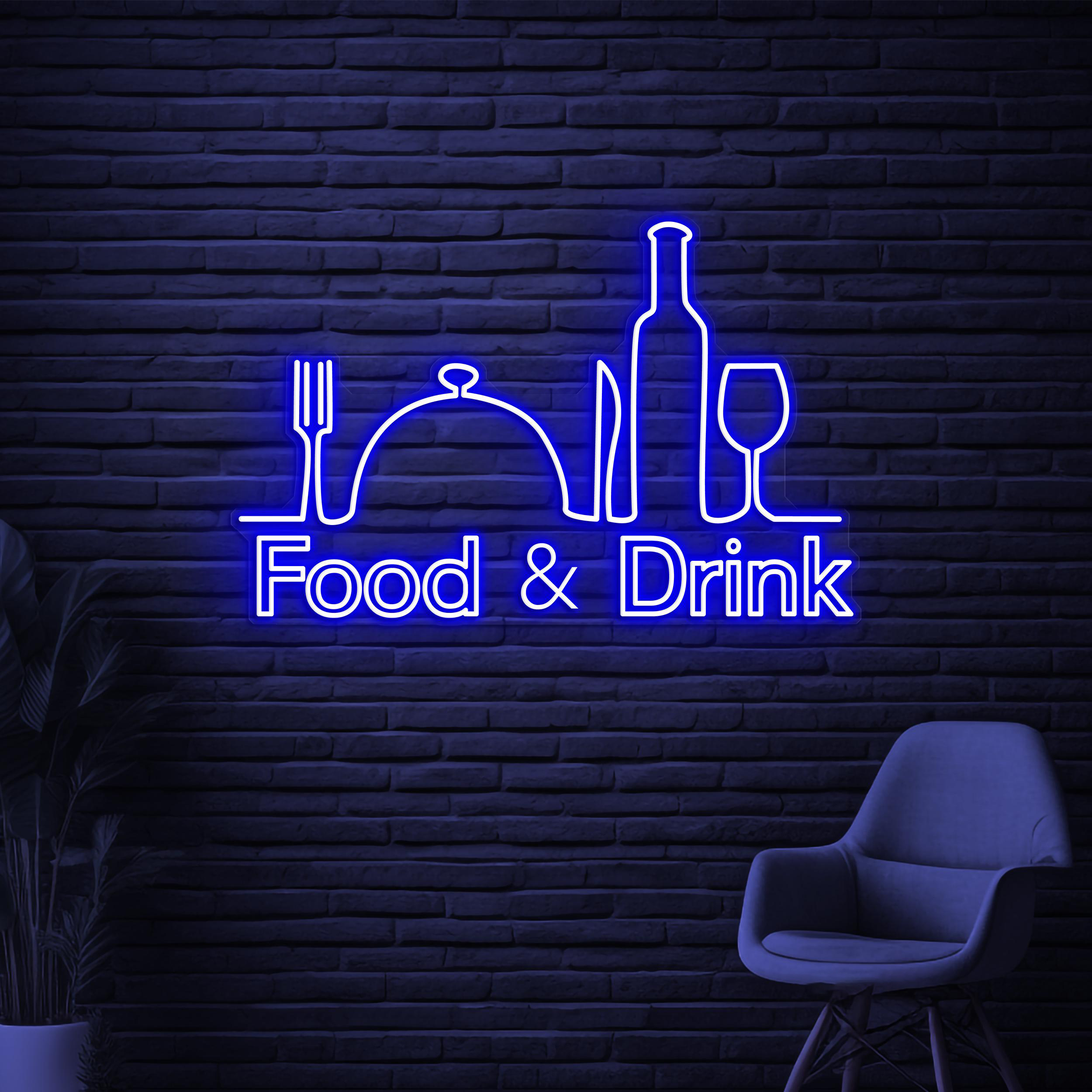 Food & Drink Neon Sign, Food and Drink LED Light, Restaurant Wall Decor, Cafe Wall Art, Custom Neon Sign, Kitchen Neon Light, Food Shop Art