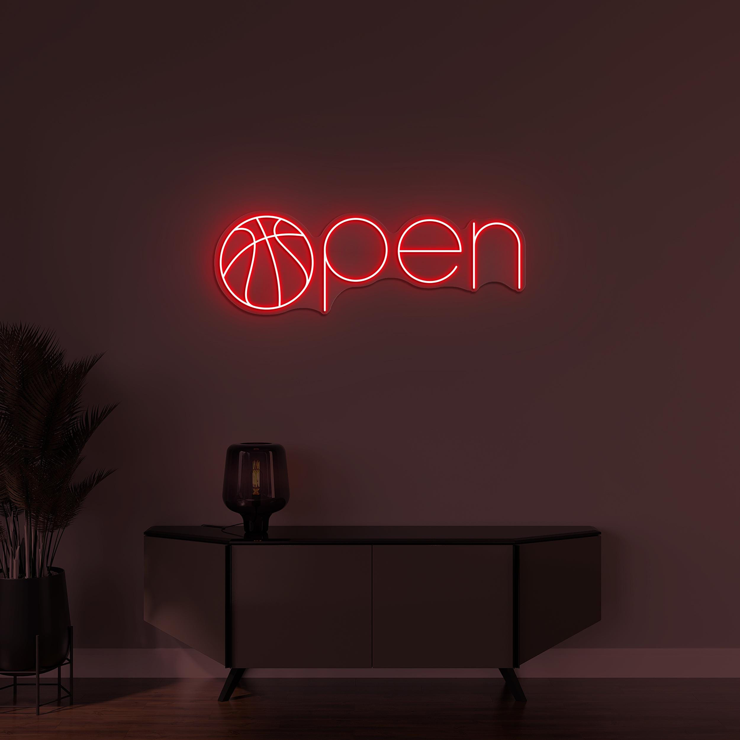 Open Neon Sign, Open LED Light, Basketball Club Wall Decor, Basketball Court Open Wall Art, Sports Shop Led Sign, Business Neon Wall Light