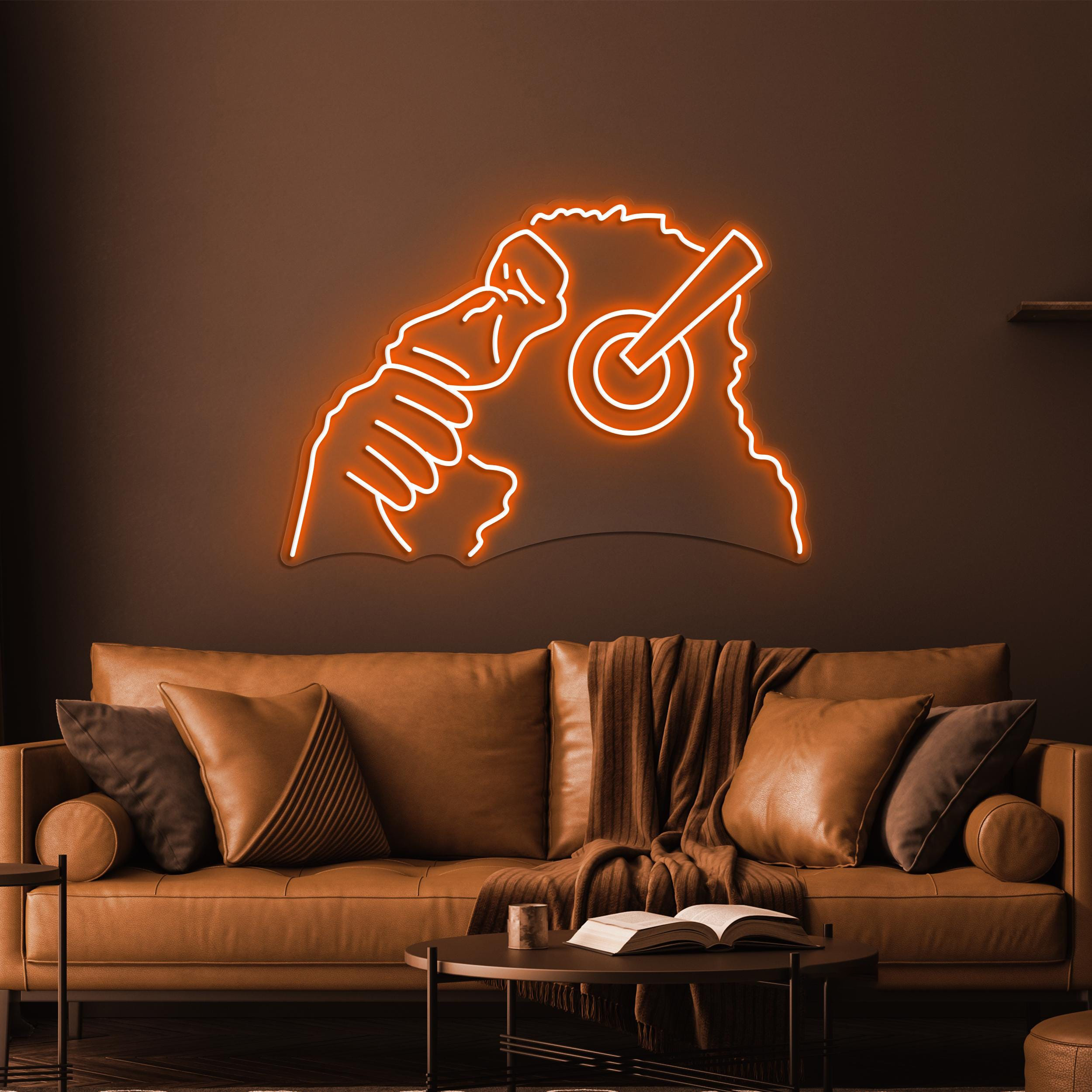 Monkey with Headphones Neon Sign, Monkey Headphones LED Light, Gorilla Wall Decor, Gorilla with Headphones Neon Art, Music Club Wall Art