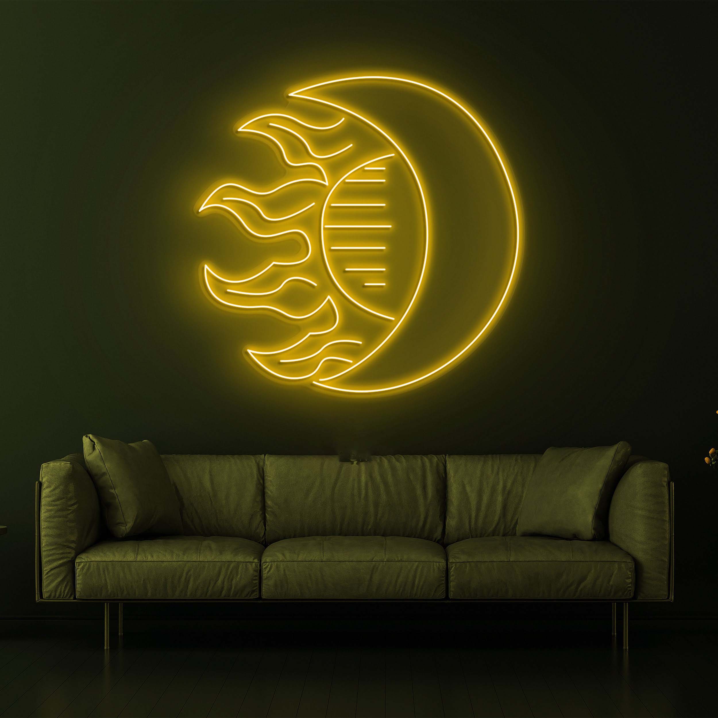 Moon and Sun Neon Sign, Half Sun and Half Moon Night Lamp, Perfect for Room Wall Decor, Unique Art Design for Bedroom, Home Bar, Gift idea