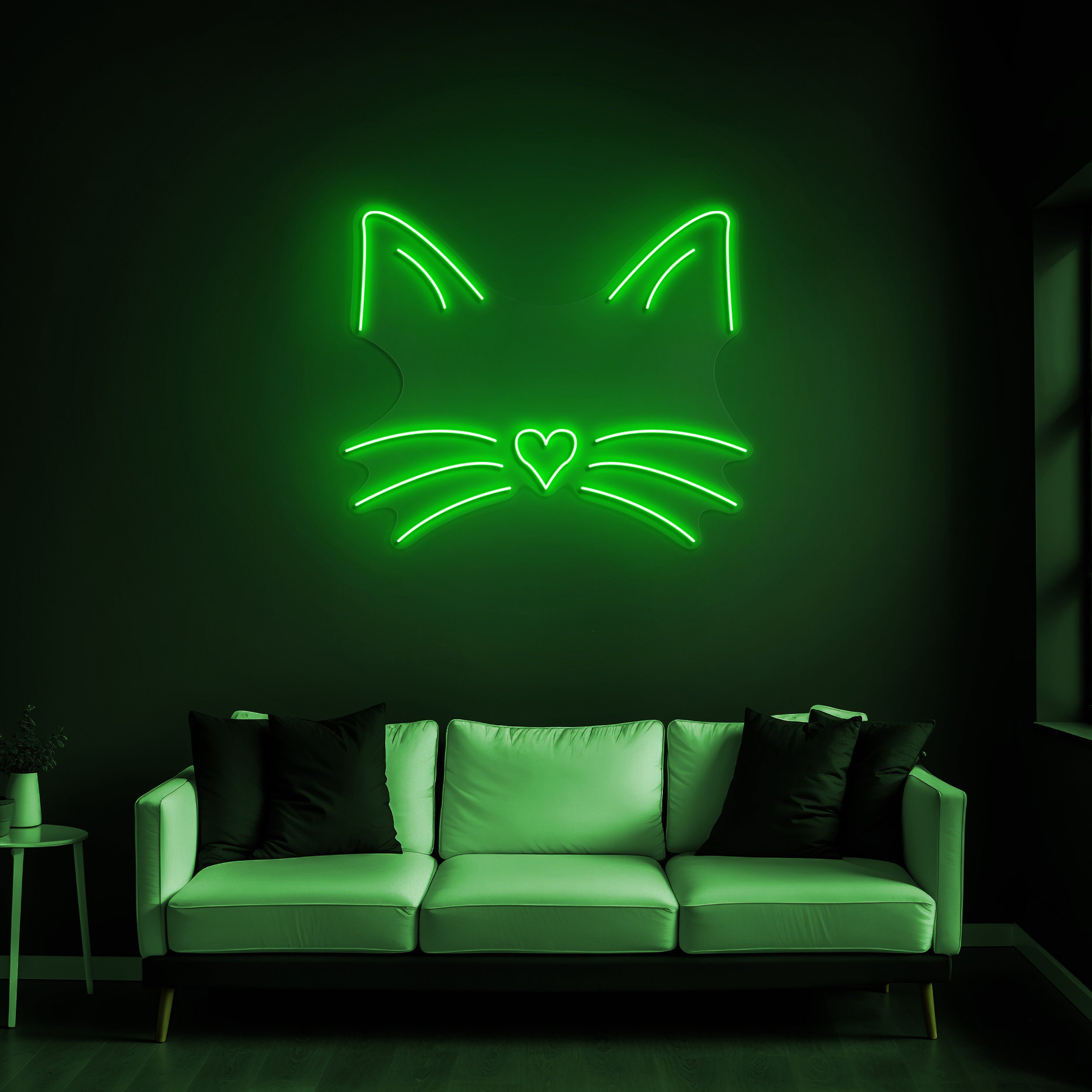 Cat Face Line Art LED Neon Sign, Cute Cat Decor for Kids' Rooms, Perfect Gift for Cat Lovers, Cat Decor, Pet Lover Sign for Home Decor, Gift