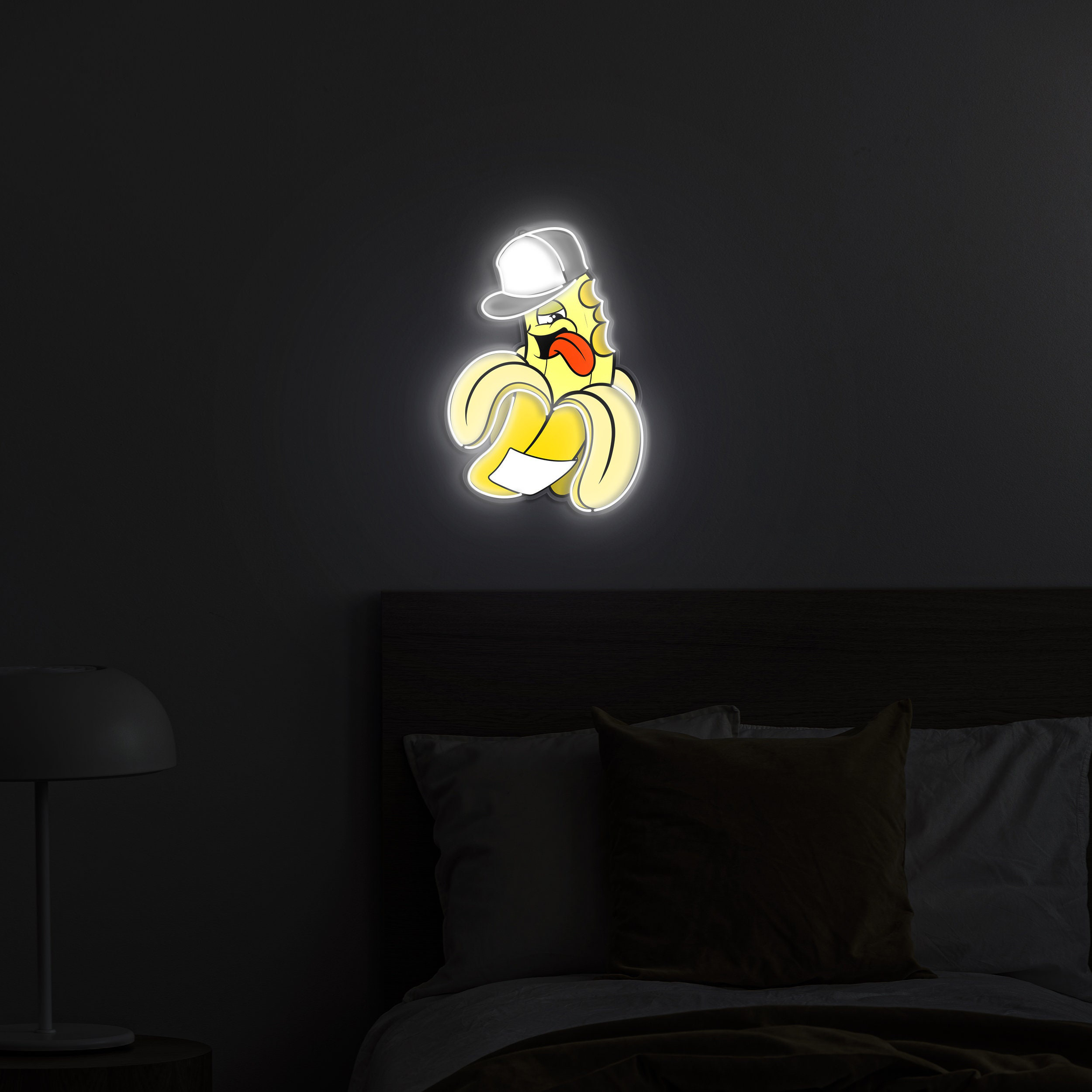 Banana LED Neon Light, Led Pop Art Sign, Banana baseball cap Neon Sign, Banana Neon Sign for Bedroom or Living Room Decor, Custom Gift idea
