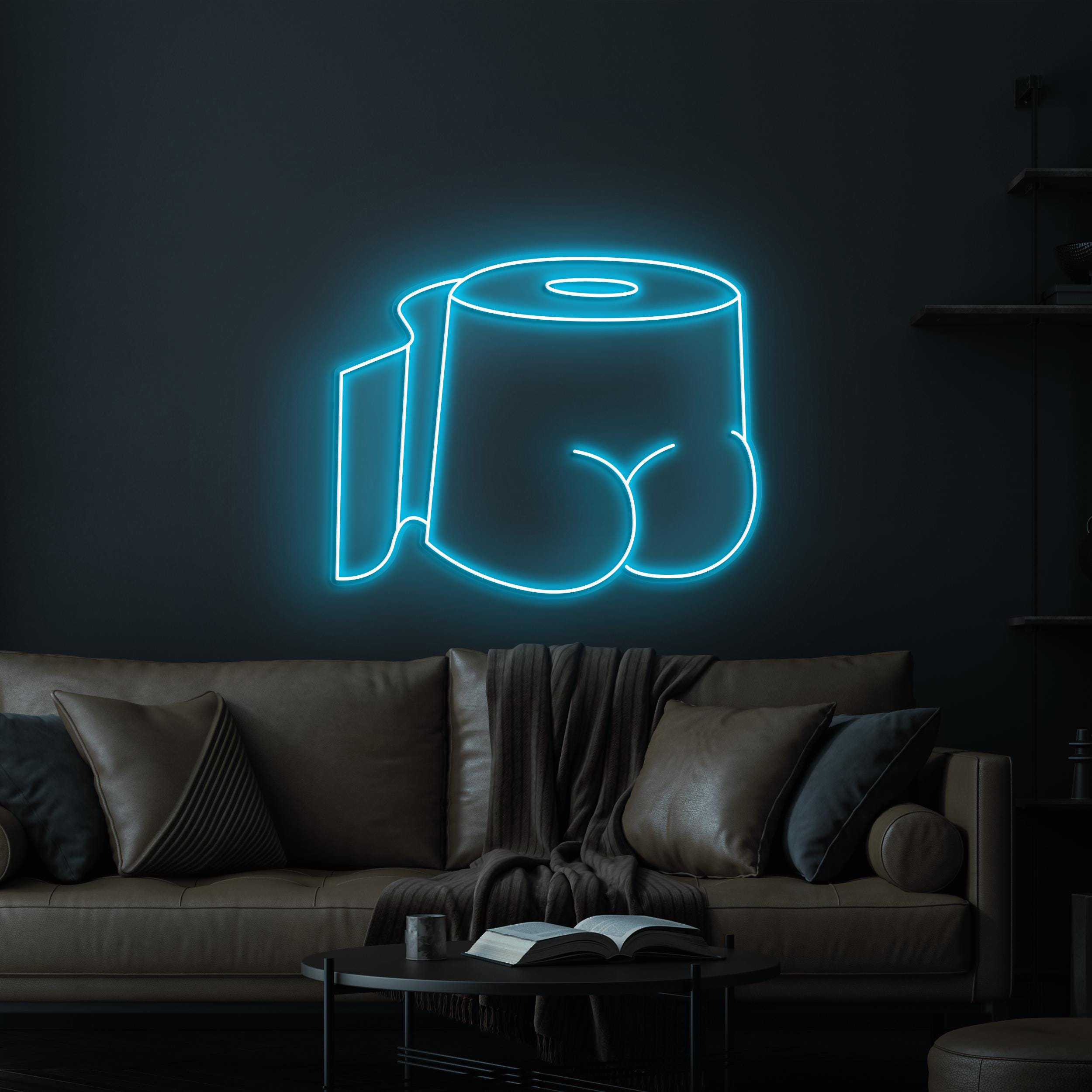 Toilet Paper Butt Neon Sign, Toilet Paper Butt LED Light, Toilet Tissue Wall Decor, Bum Bum Toilet Sign, Led Wall Art, Toilet Roll Art Light