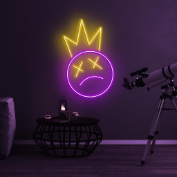 Crowned Sad Face Neon Sign, Crowned Sad Face LED Light, Moody LED Neon Art, Crowned Neon Light, Halloween Wall Decor, Home Wall Decor, Gift