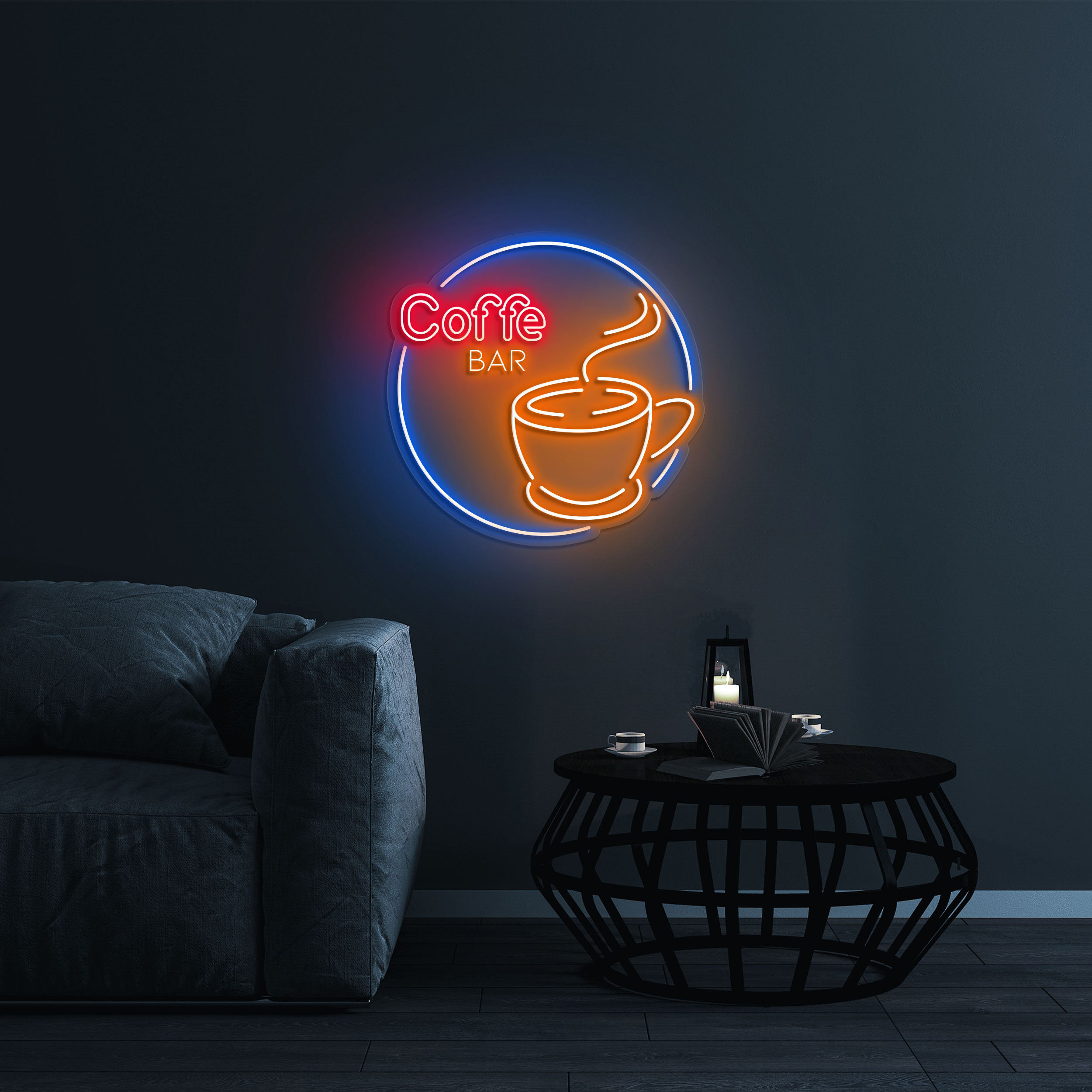Coffee Bar Neon Sign, Coffee Cup Light, Open Sign, LED Neon Light, Decor for Coffee Lovers, Sign for Home, Cafe, Coffee Shop, Business Decor