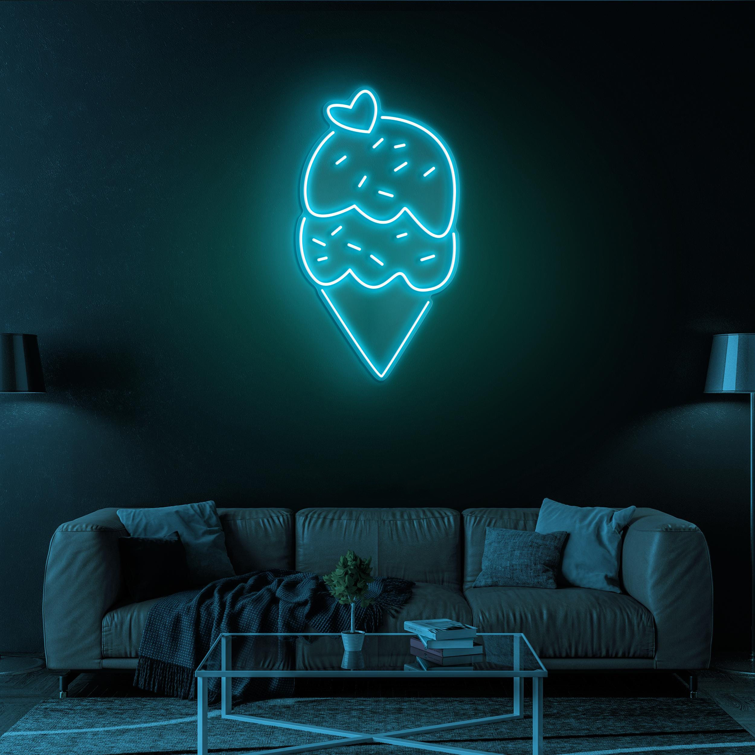 Cone Ice Cream Neon Sign, Cone Ice Cream LED Light, Ice Cream Display, Decor for Ice Cream Shop, Cafe, Bar, Dessert Spot, Ice Cream Wall Art