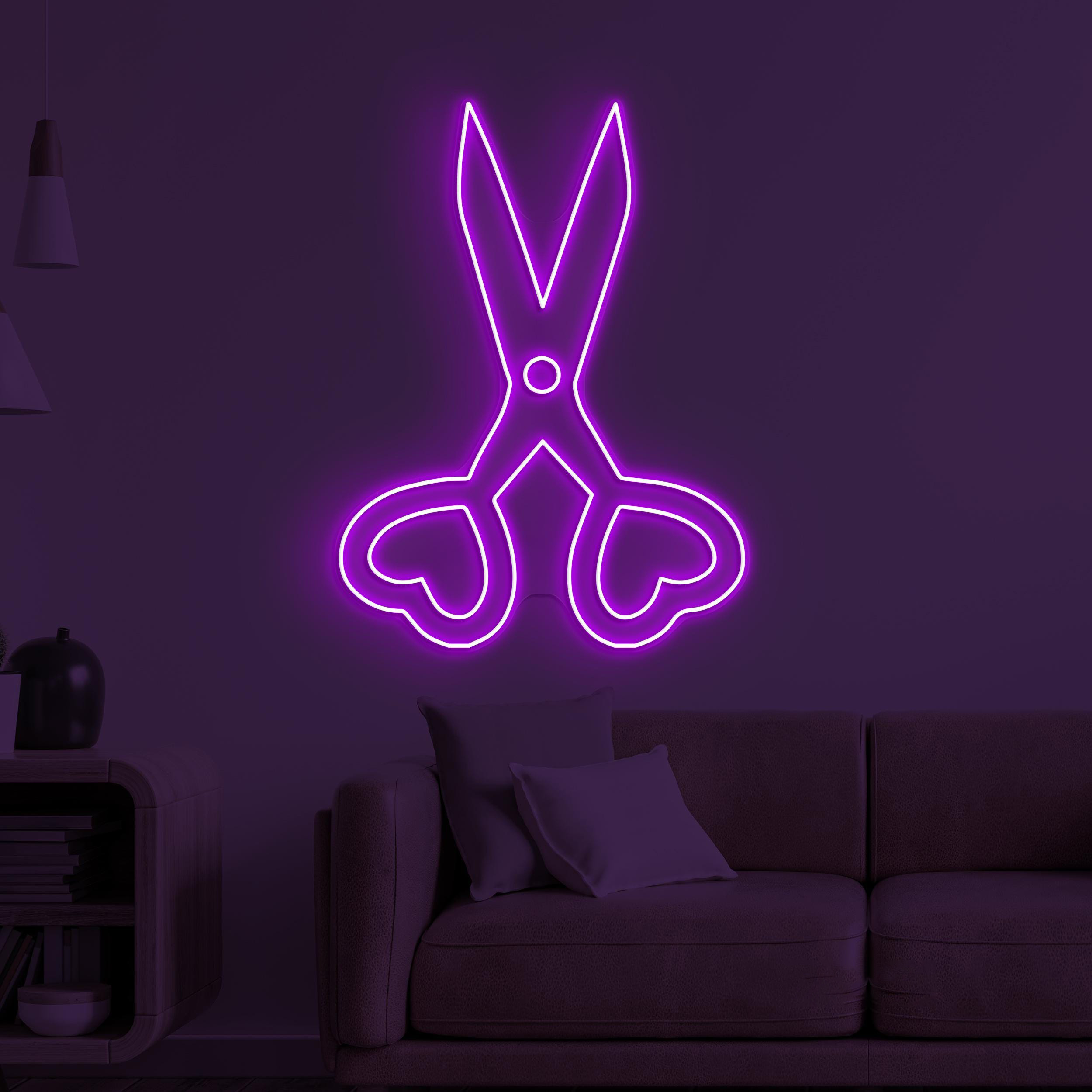 Scissor Neon Sign, Scissor LED Light, Barber Shop Wall Decor, Scissor Heart Neon Art, Barber Business Neon Light, Hairdressing Room Neon Art