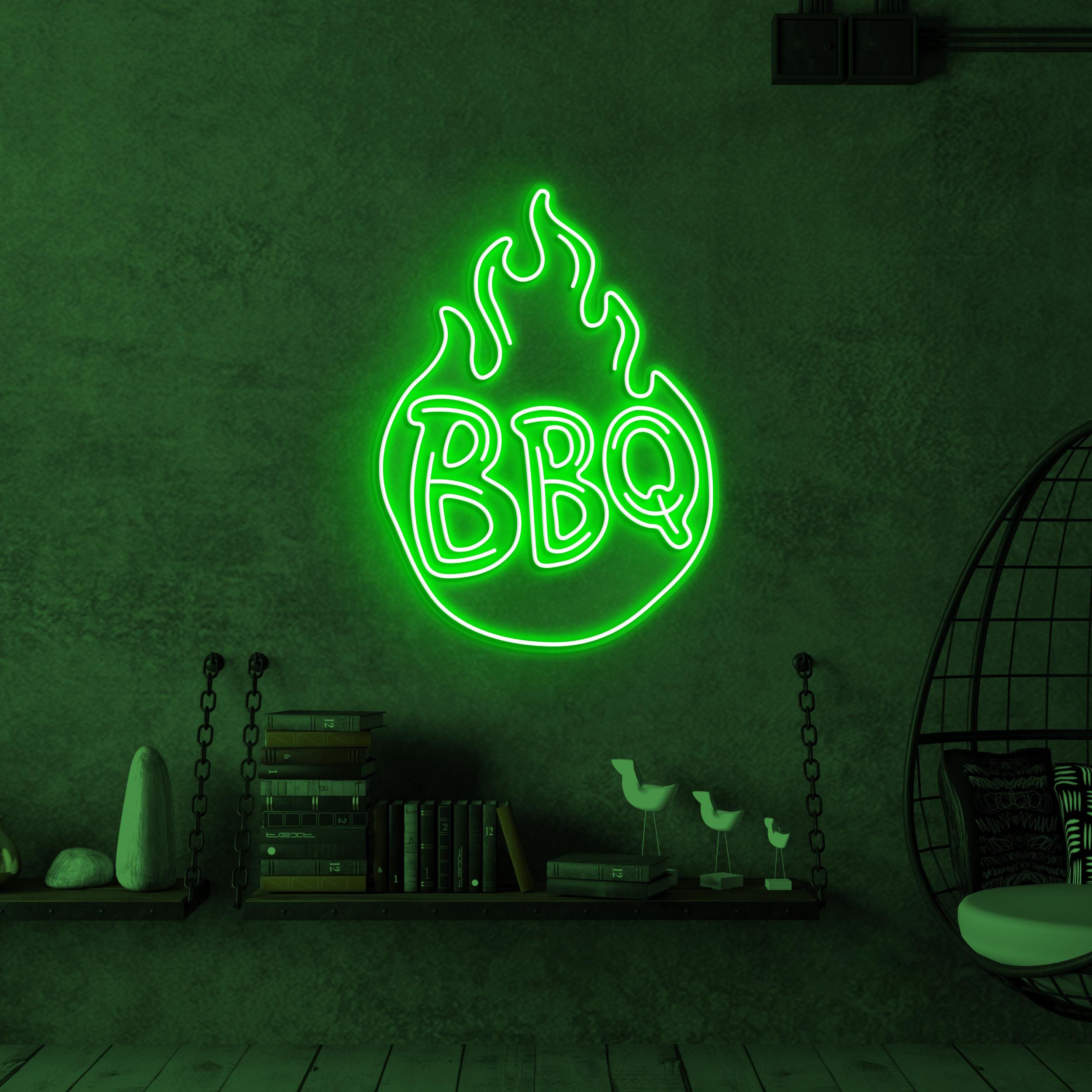 BBQ Neon Sign, BBQ Led Light, Restaurants Wall Decor, BBq Shop Wall Art, Grill Neon Sign, Personalized Grill Bar, Flaming BBQ Neon Art, Gift