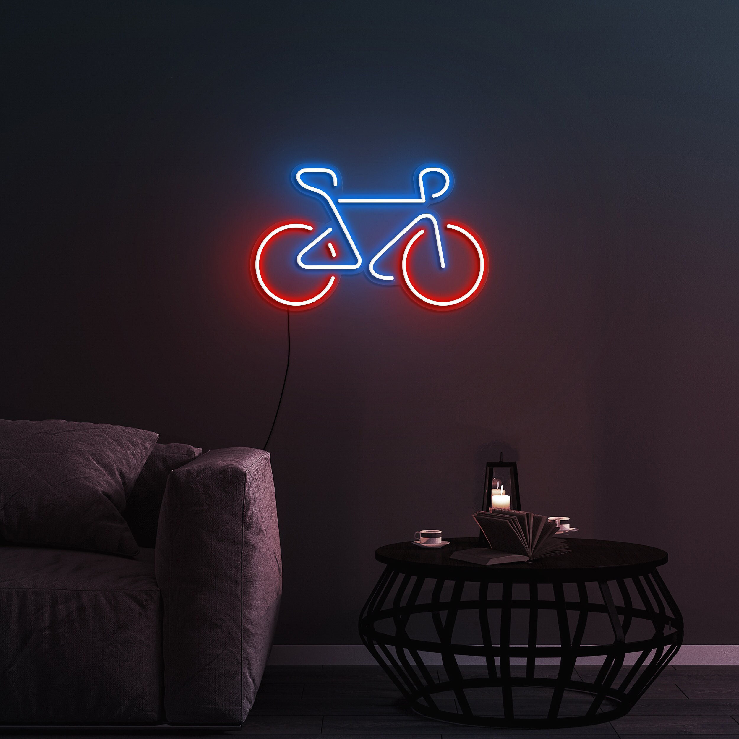 Bicycle Neon Sign, LED Wall Décor for Cyclists, USB Powered Bicycle Lights for Bedroom, Living Room, Led Bike Art, Cycling Gift, Bike Decor