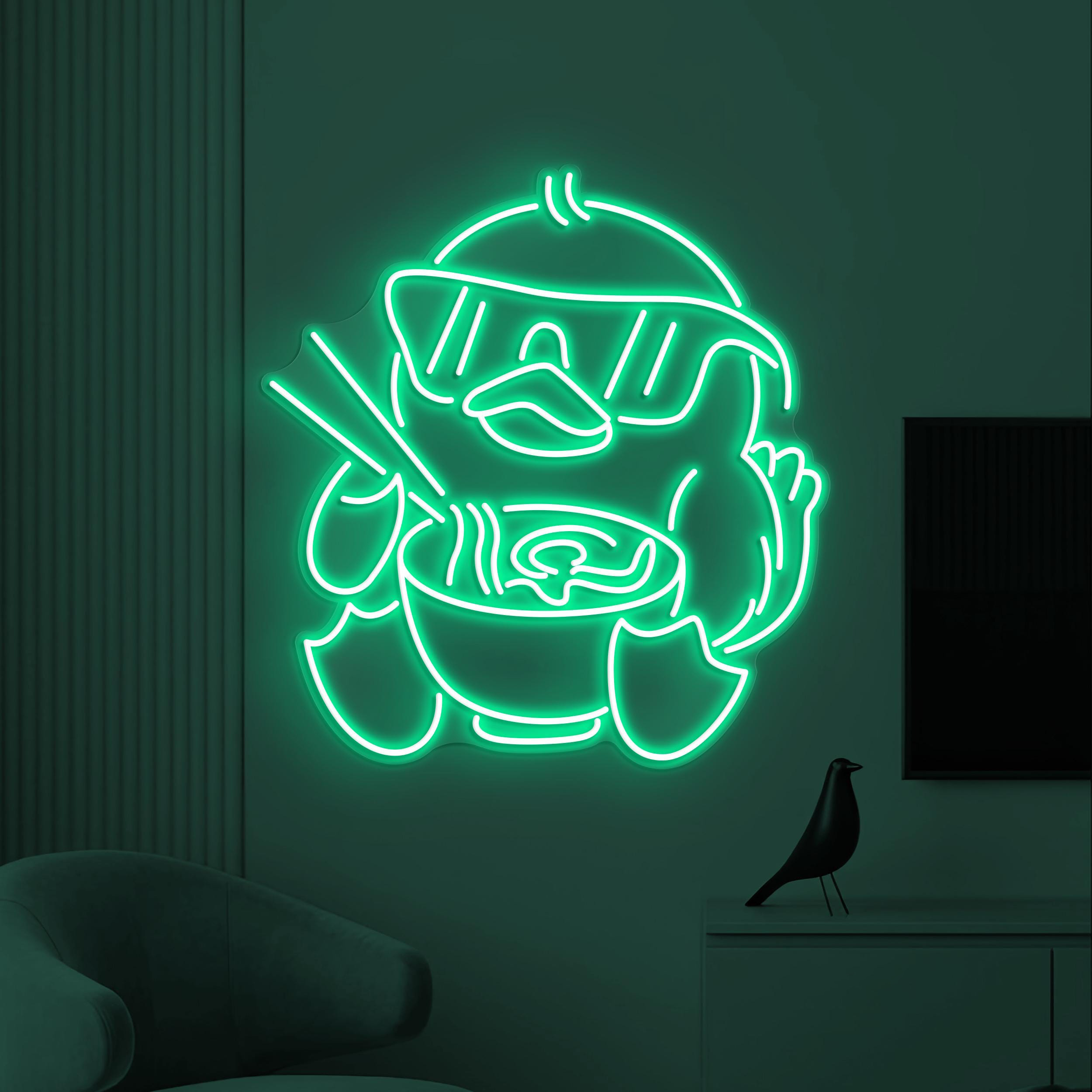 Cute Duck Neon Sign, Duck Eating Ramen LED Light, Japanese Restaurant Wall Decor, Noodles Neon Sign, Ramen Neon Art, Gift for Ramen Lover
