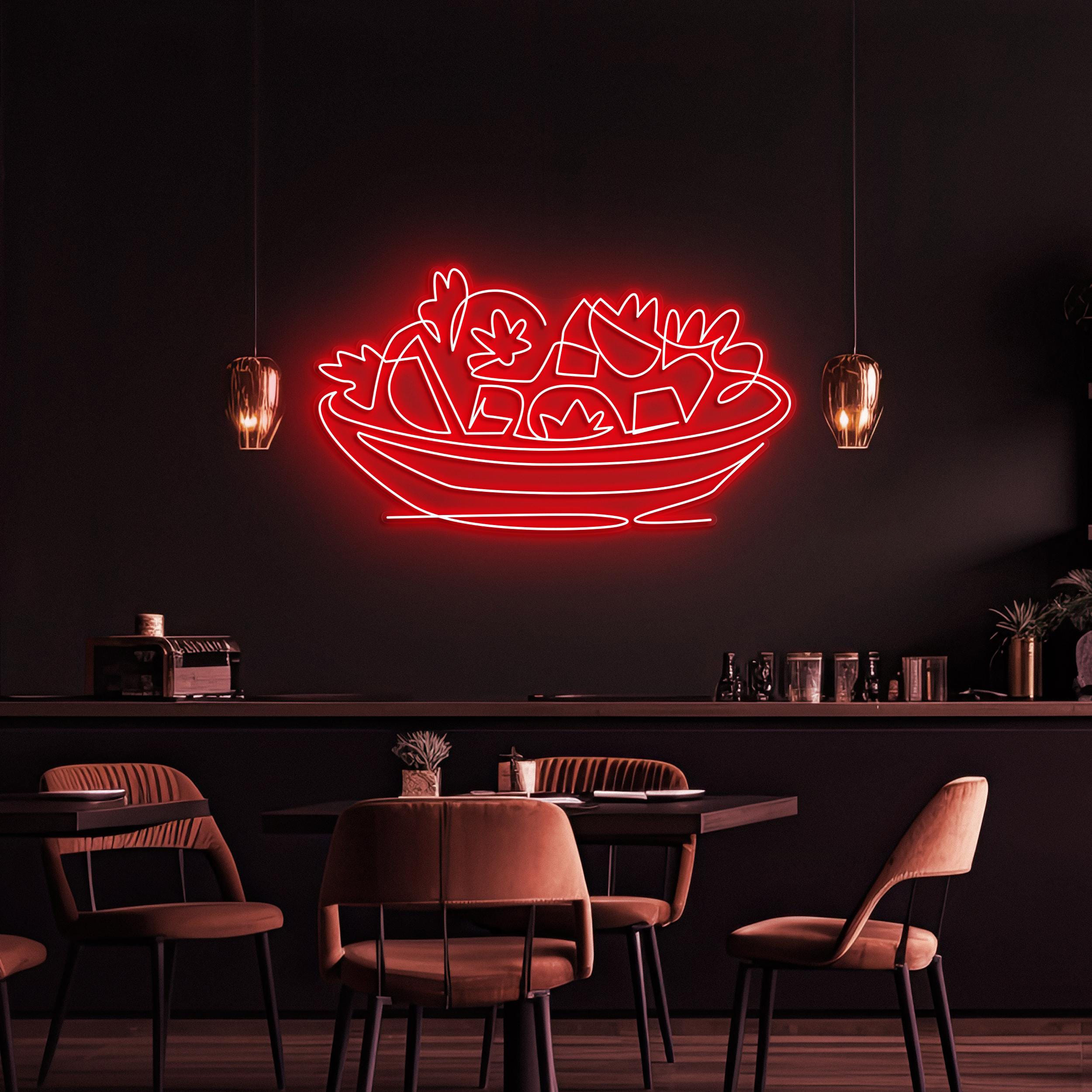 Salad Neon Sign, Salad LED Light, Healthy Food LED Neon Art, Restaurants Wall Decor, Salad Lover, Kitchen Wall Art, Bar & Cafe Decor, Gift