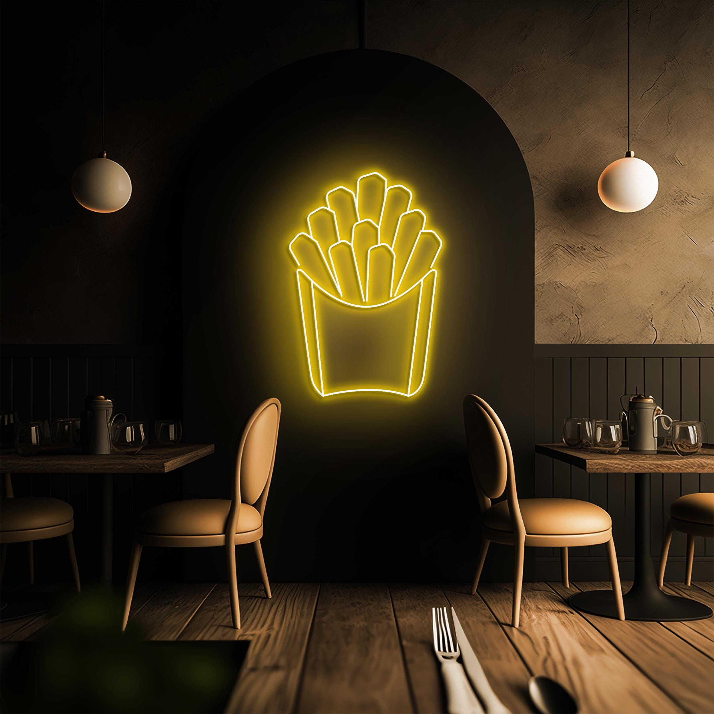 Fries Neon Sign, Fries LED Light, French Fries LED Neon Art, Kitchen Wall Decor, Fast Food Restaurant Wall Art, Fries Shop Decor, Fries love