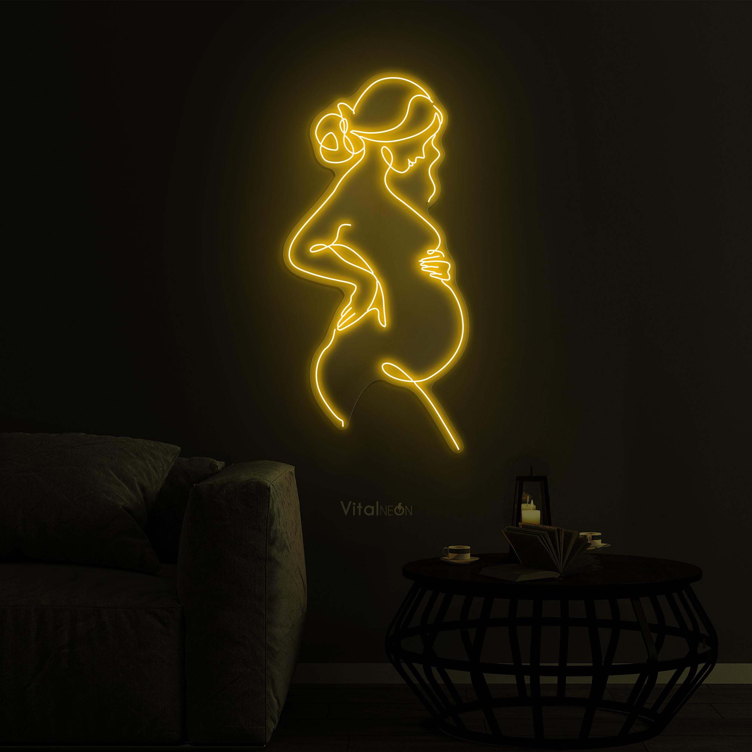 Pregnant Woman Neon Sign, Pregnant Girl LED Light, Pregnant Woman Neon Art, Motherhood Wall Art, Guinea Hospital Wall Decor, Baby Bump Sign