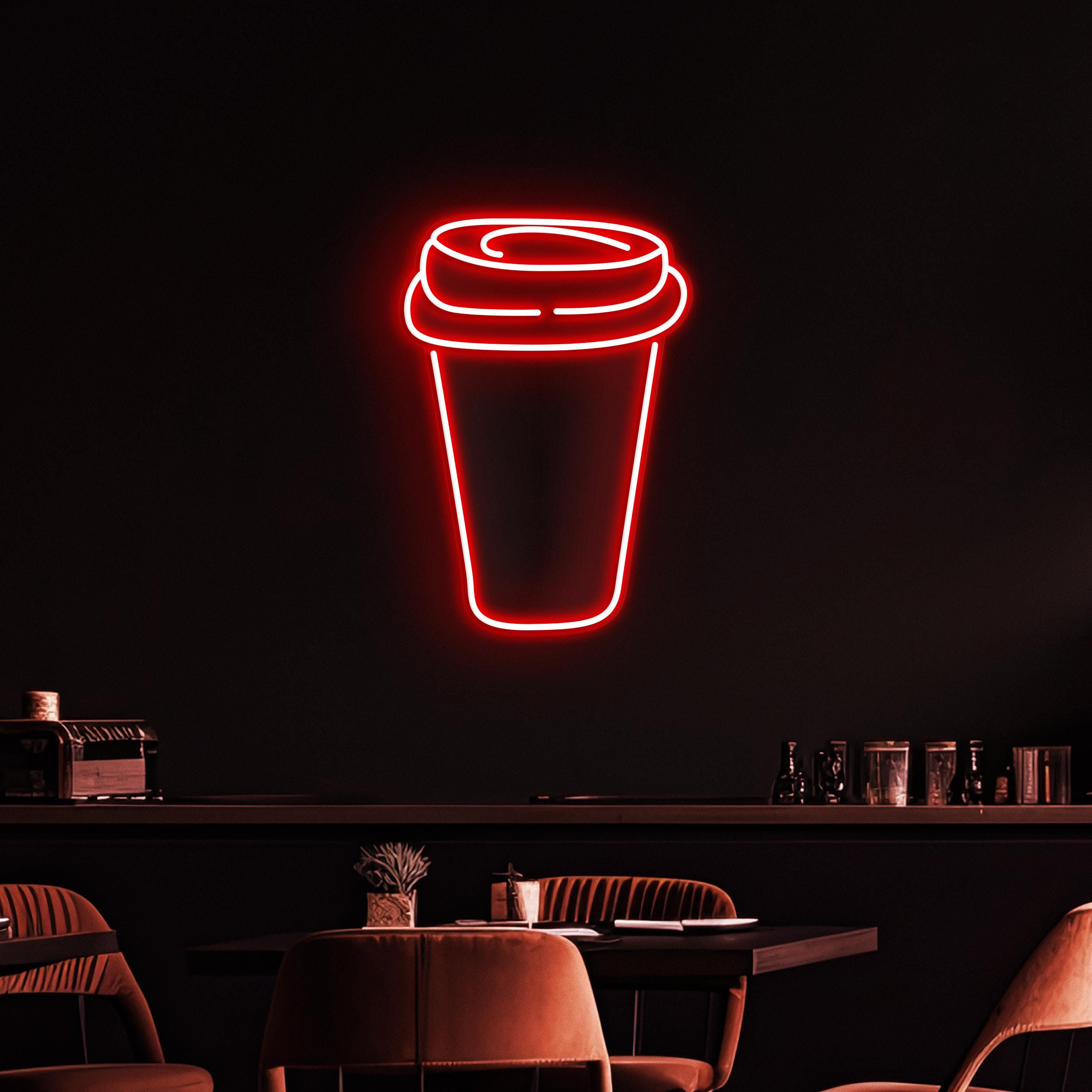 Coffee Cup Neon Sign, Coffee Cup LED Light, Coffee Glass Wall Decor, Restaurants Neon Light, Coffee Shop Wall Art, Gift For Coffee Lover's
