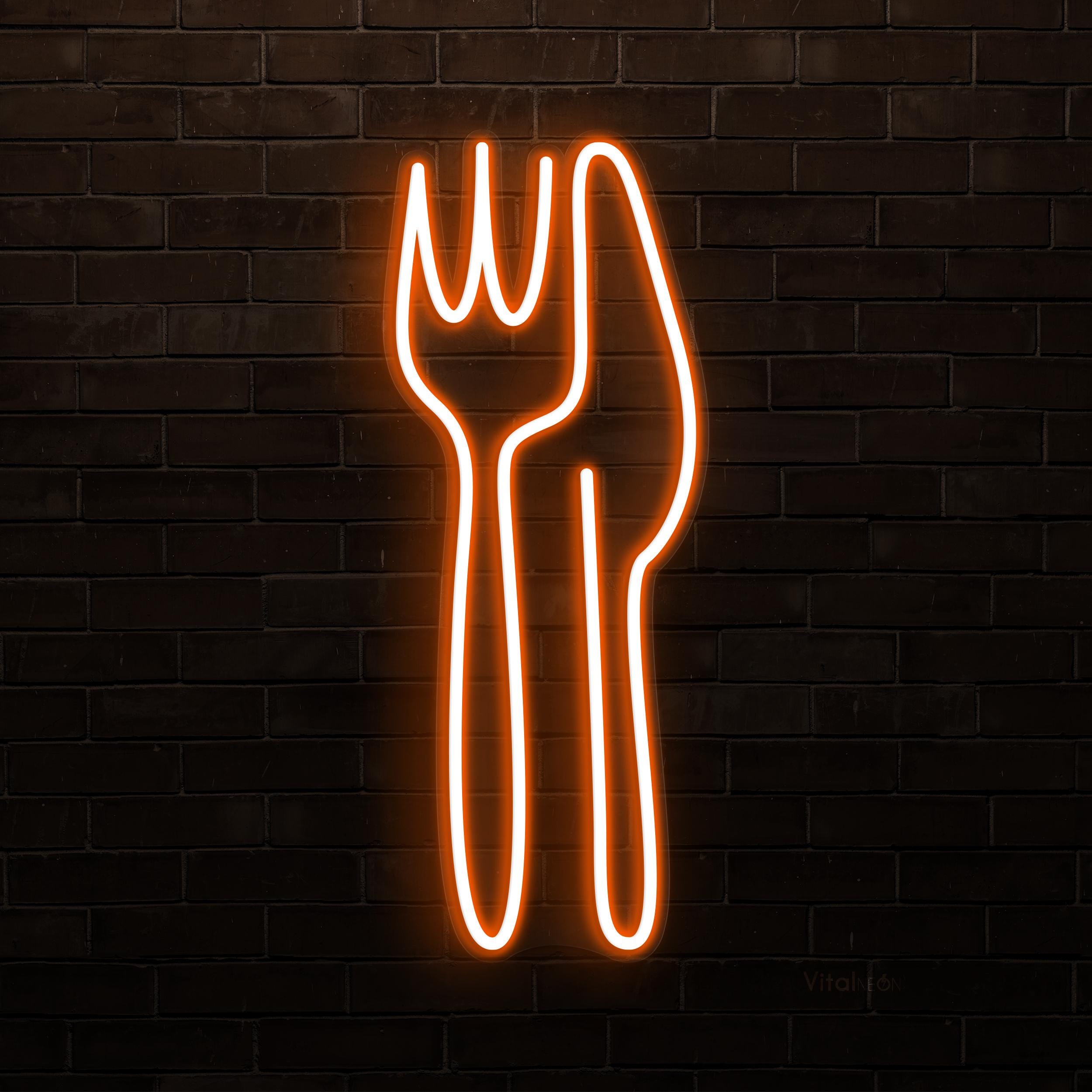 Fork & Knife Neon Sign, Fork and Knife LED Light, Restaurant Wall Art, Kitchen Wall Decor, Home Wall Light, Cafe, Bar Neon Light, Neon Art